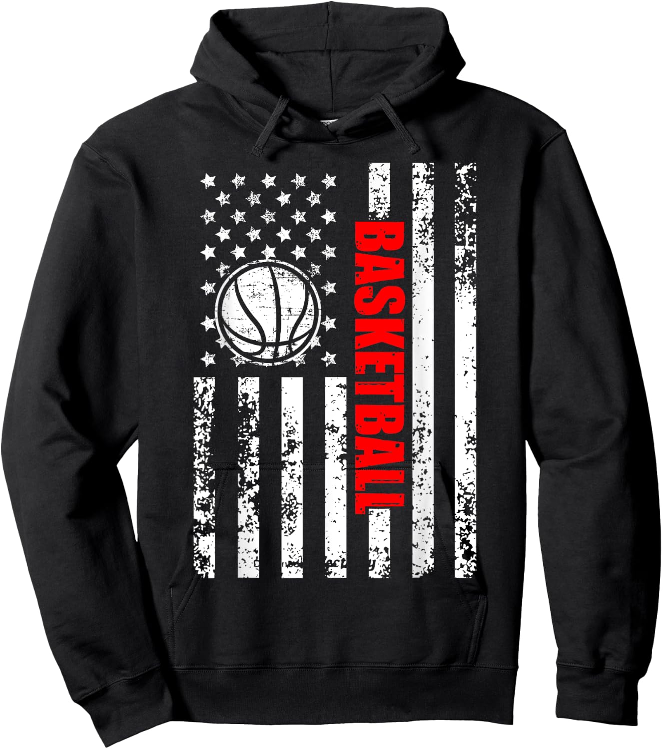 Patriotic US American Flag Basketball Hoodie - Hoodie | Black