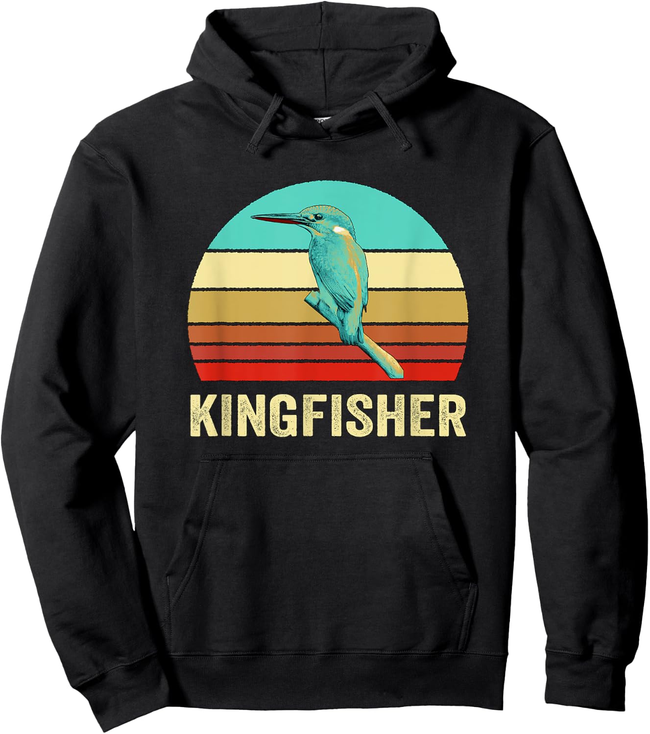Vintage Retro Style Sunset Kingfisher Hoodie - Hoodie | Black