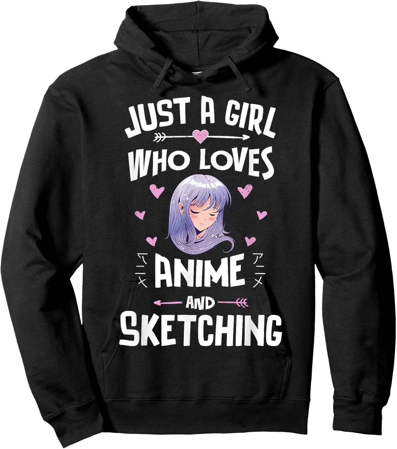 Just A Girl Who Loves Anime And Sketching Women Girls Hoodie - Hoodie | Black