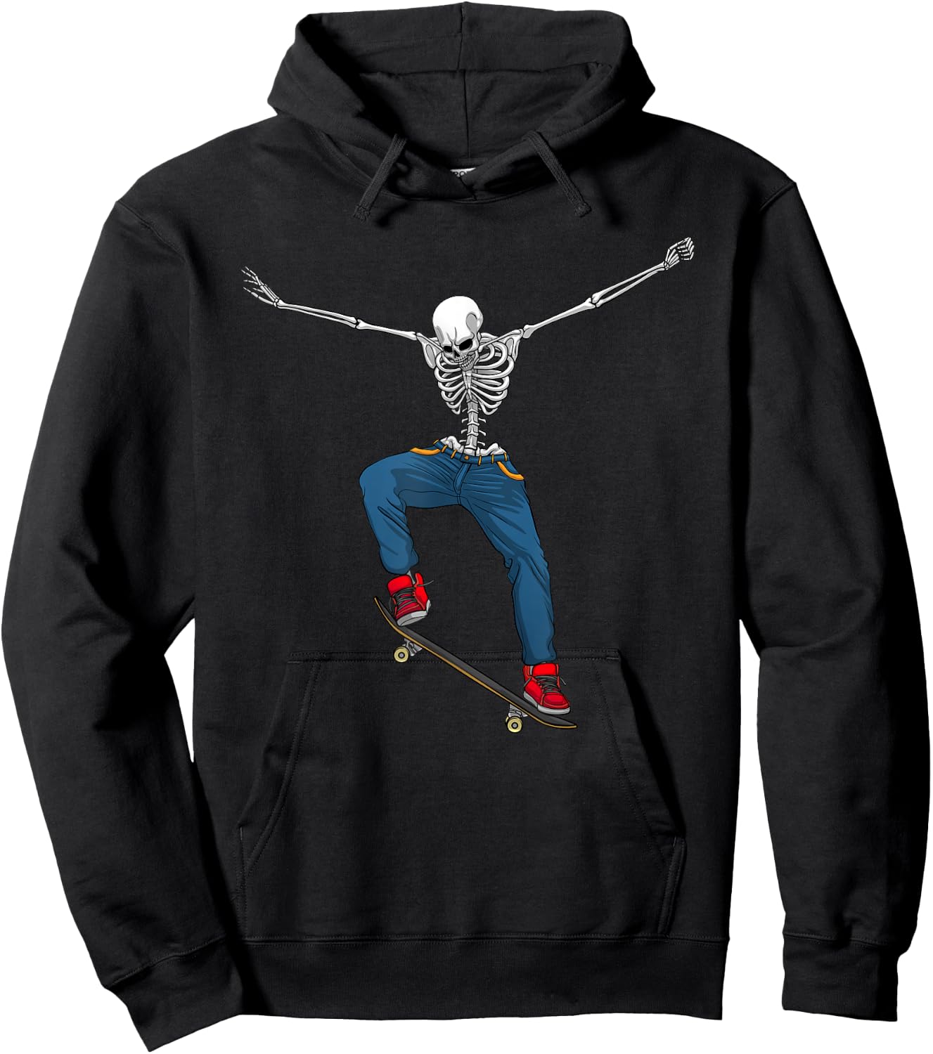 Funny Skateboard Art Women Kid Skateboarder Skeleton Hoodie - Hoodie | Black