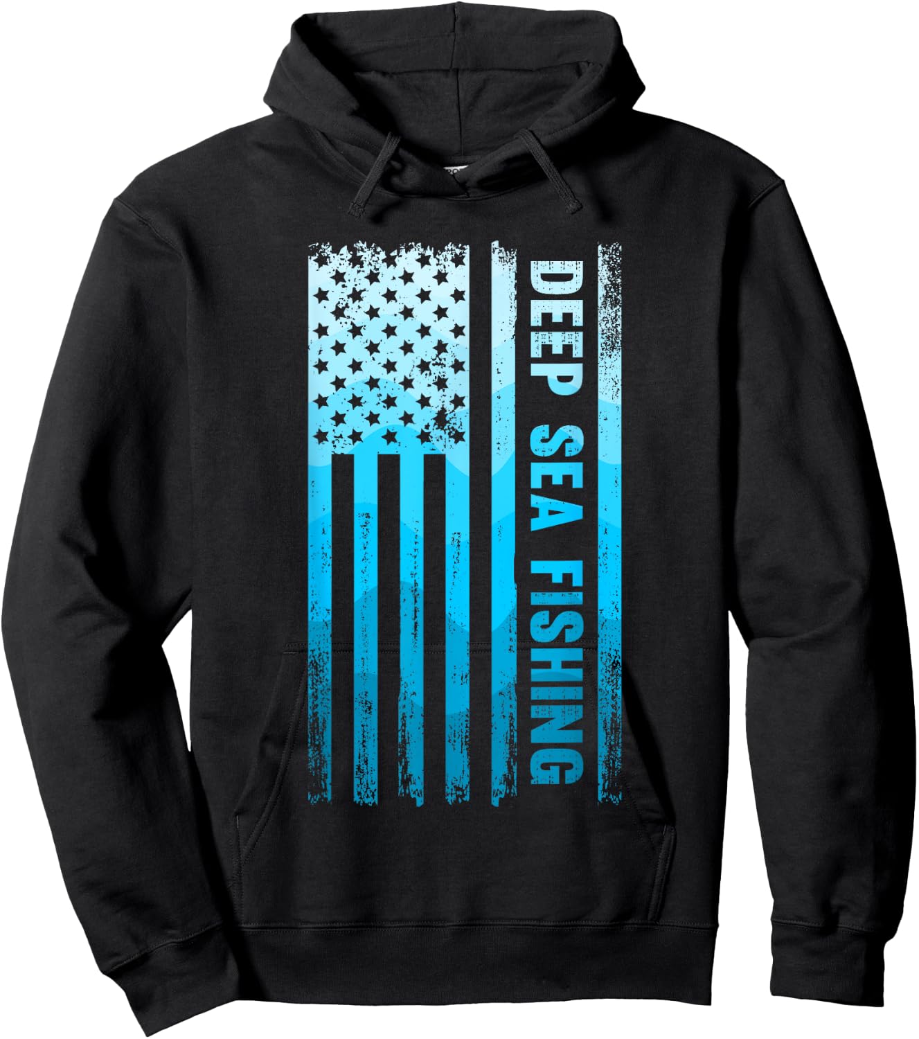 Deep Sea Fishing USA Flag Deep Sea Fishing Rod Man Saltwater Hoodie - Hoodie | Black