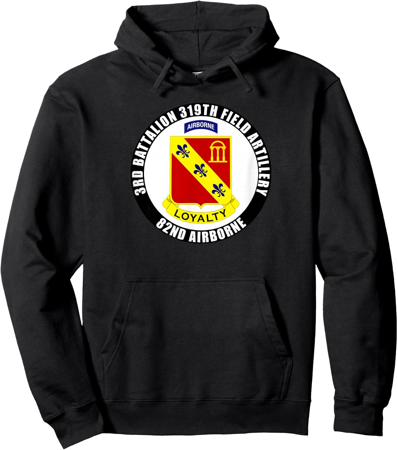 SoldierTees 3rd Battalion 319th Field Artillery 82nd Airborne Division -Adults Black Classic Fit Short Sleeve Hoodie - Hoodie | Black