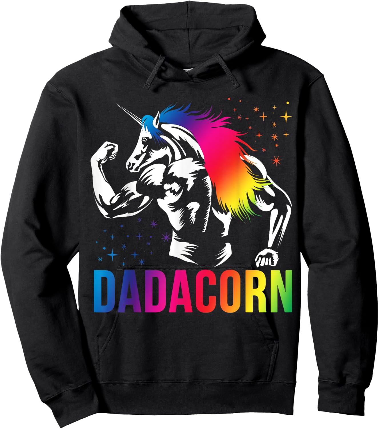 Dadacorn Muscle Fathers Day Joke Daddy Unicorn , Black, Small Hoodie - Hoodie | Black