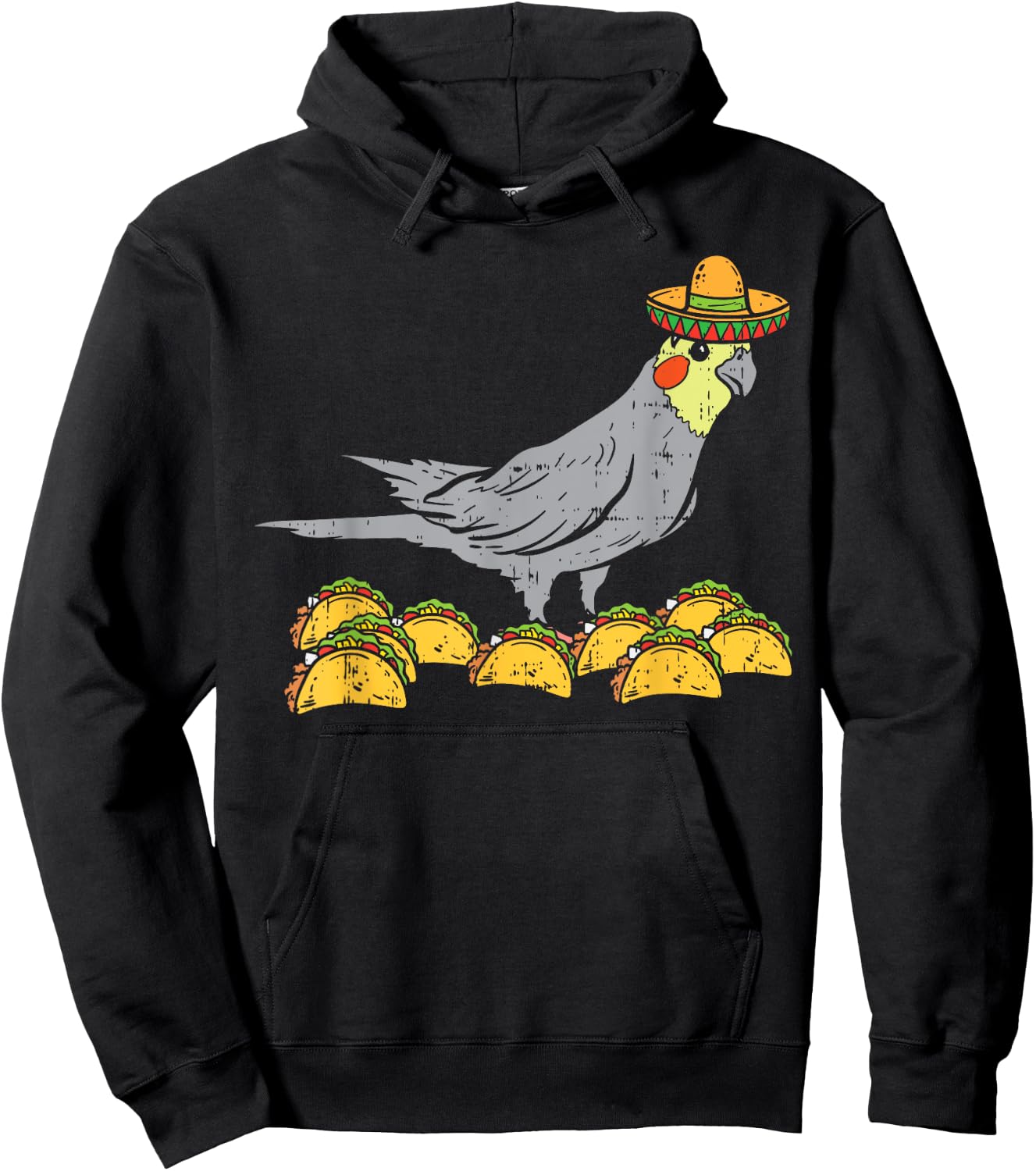 Cockatiel Bird Sombrero Tacos Cinco De Mayo Mexican Hoodie - Hoodie | Black