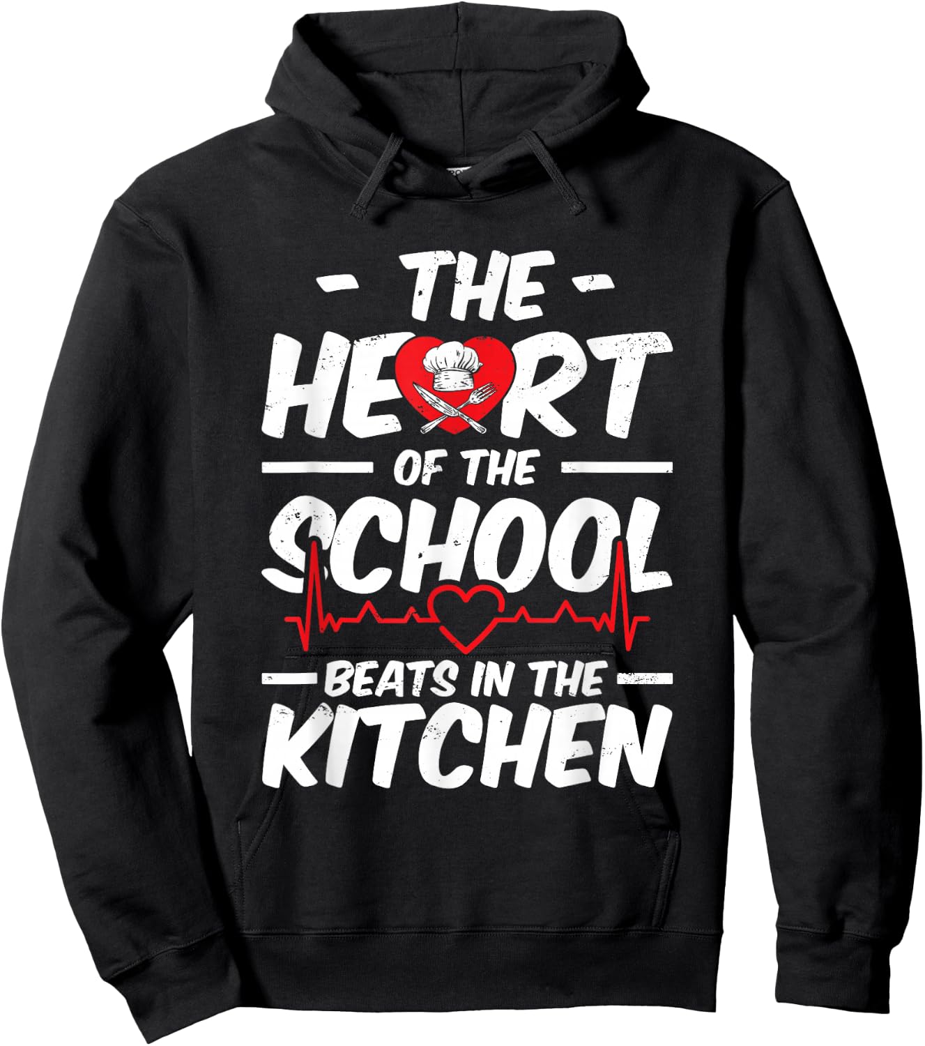 The Heart Of The School Beats In The Kitchen Lunch Lady Hoodie - Hoodie | Black