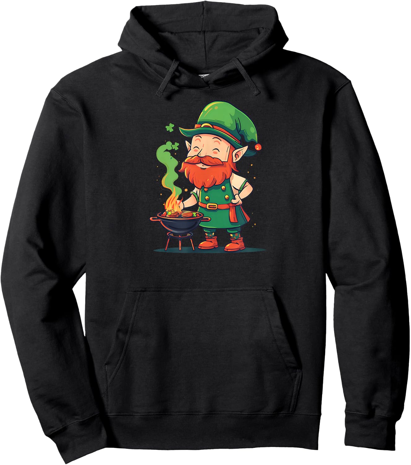 Leprechaun As BBQ Chef Design St. Patricks Day BBQ Hoodie - Hoodie | Black