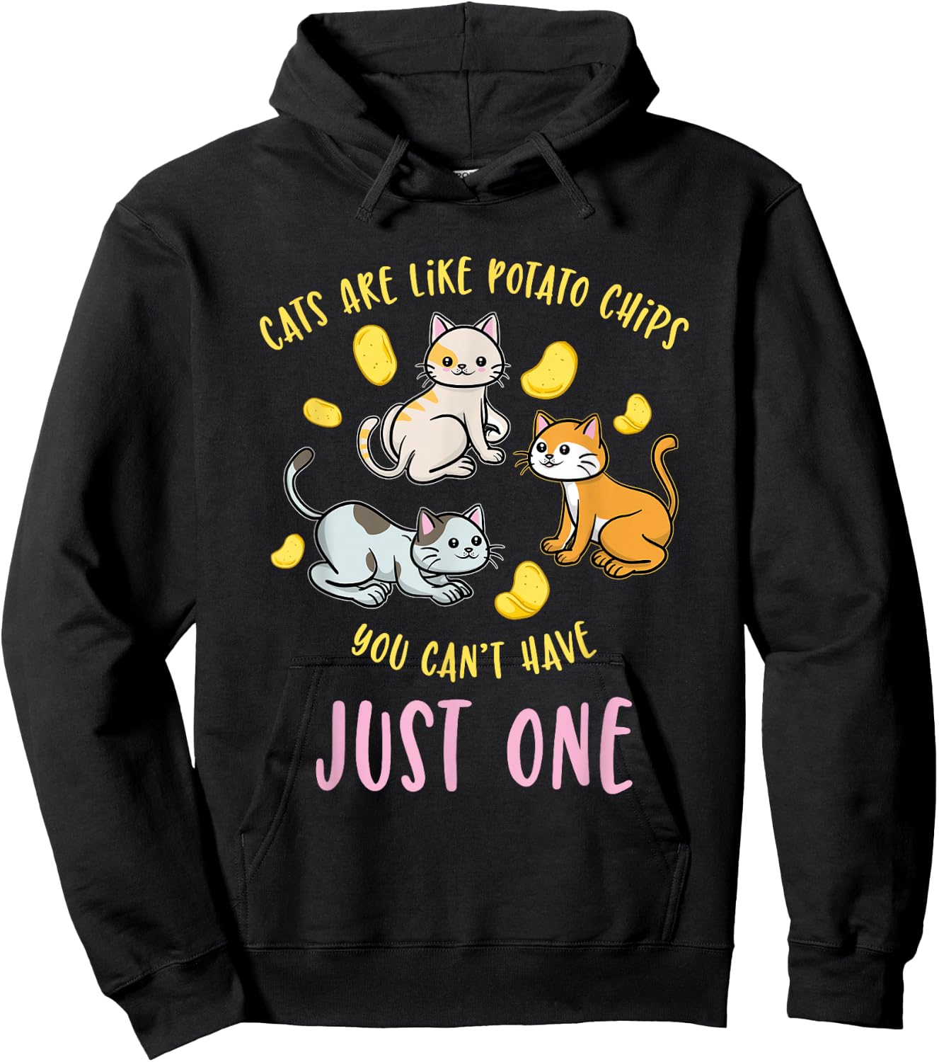Cats Are Like Potato Chips Funny Cat Lover Gift Hoodie - Hoodie | Black