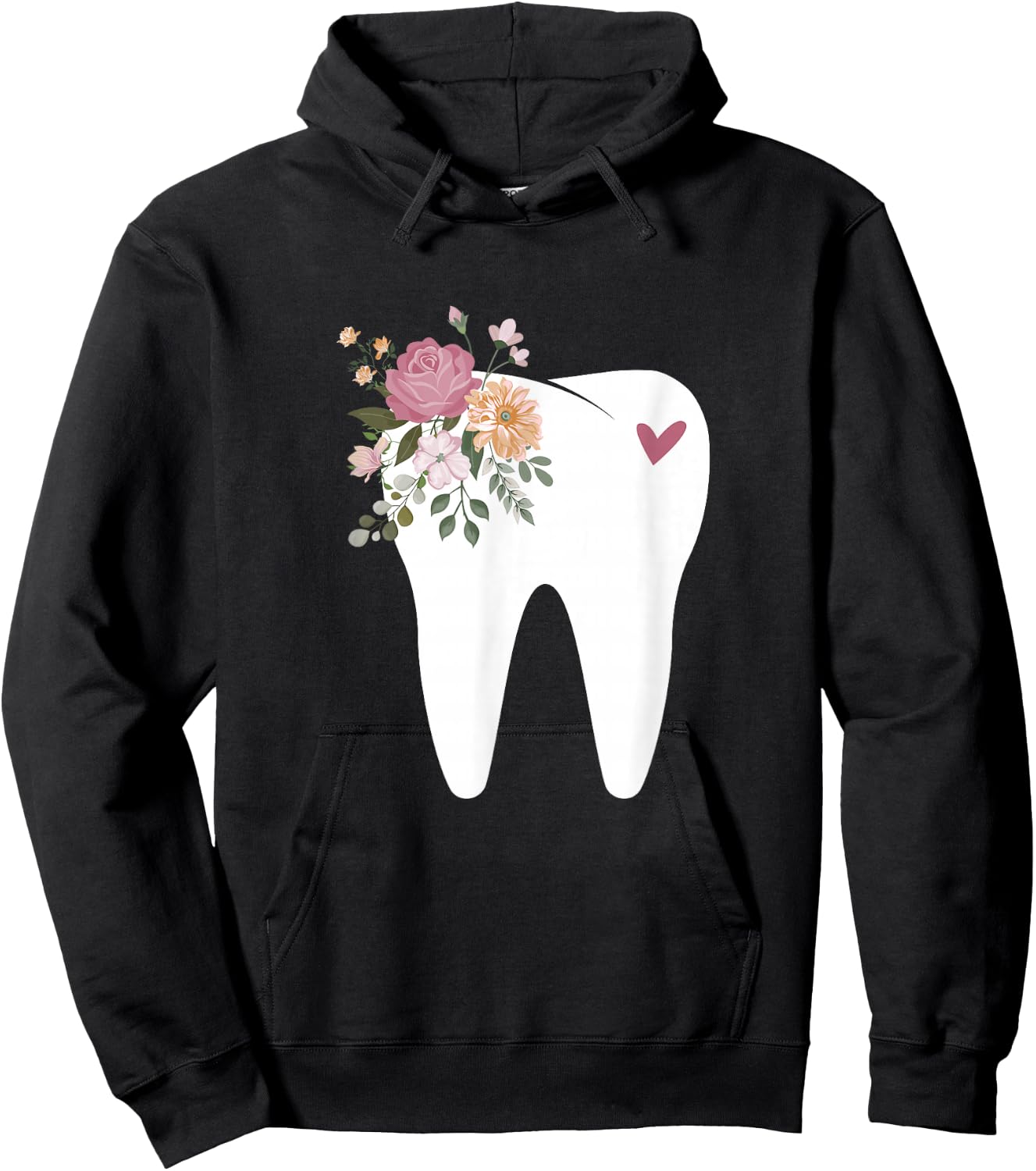 Dentist Dental Assistant Oral Hygienist Tooth Flower Hoodie - Hoodie | Black