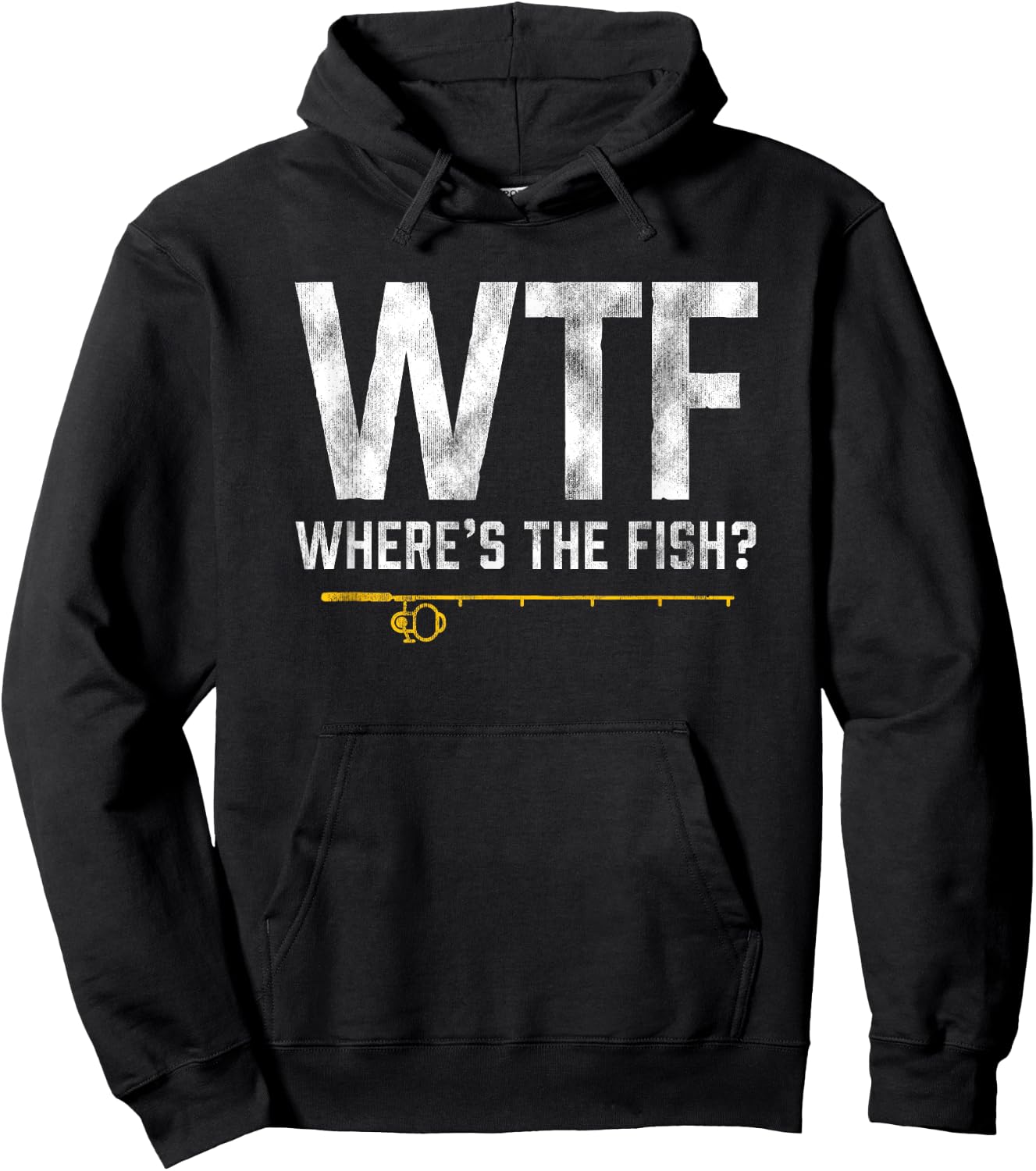 Vintage WTF Wheres the Fish Shirt Funny Fishing Hoodie - Hoodie | Black