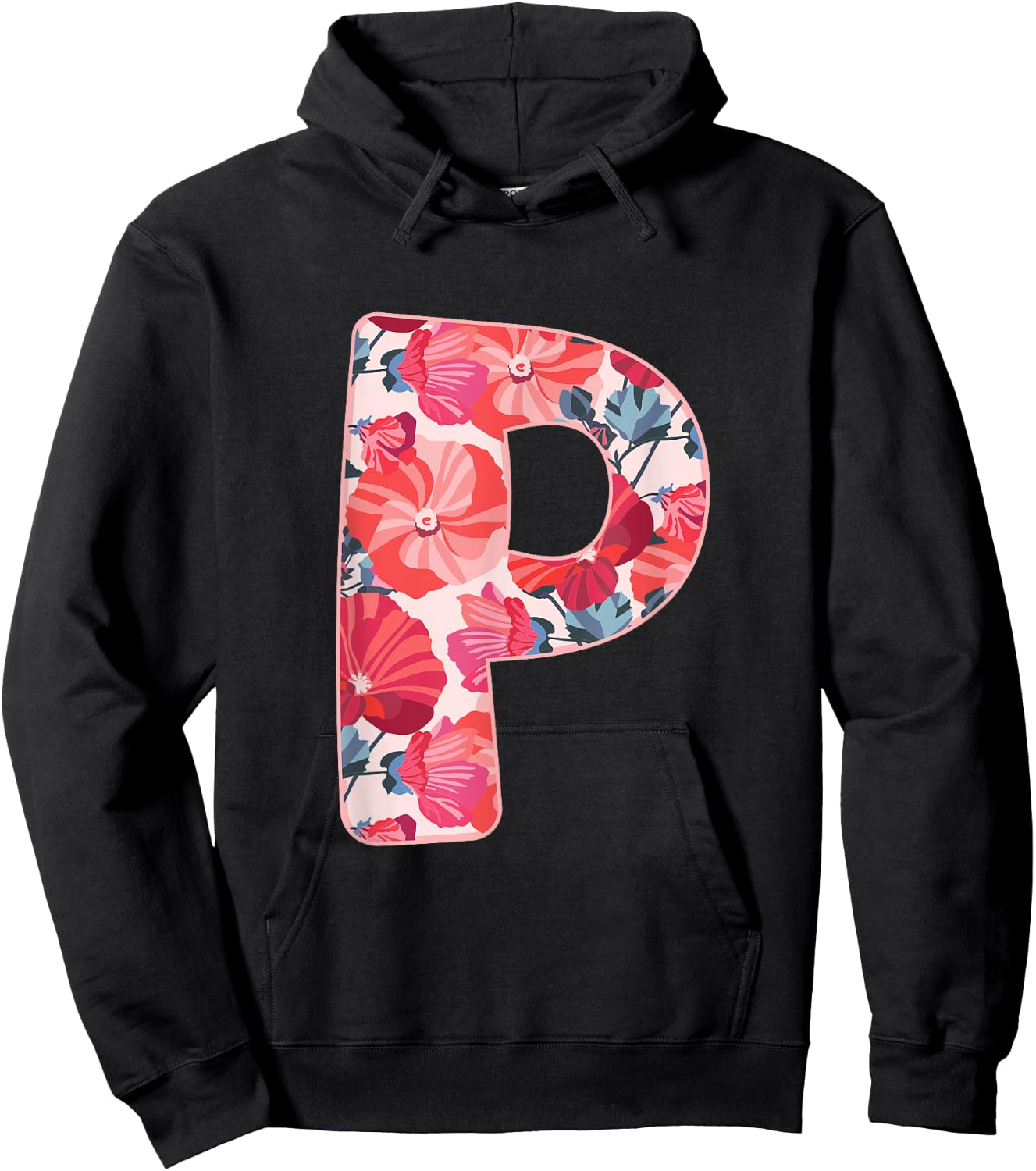 Letter P Alphabet First Name Consonant Flower Garden Gift Hoodie - Hoodie | Black