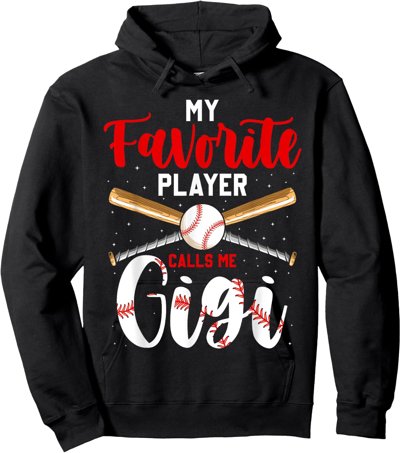 Baseball My Favorite Player Calls Me Gigi Heart Grandma Hoodie - Hoodie | Black