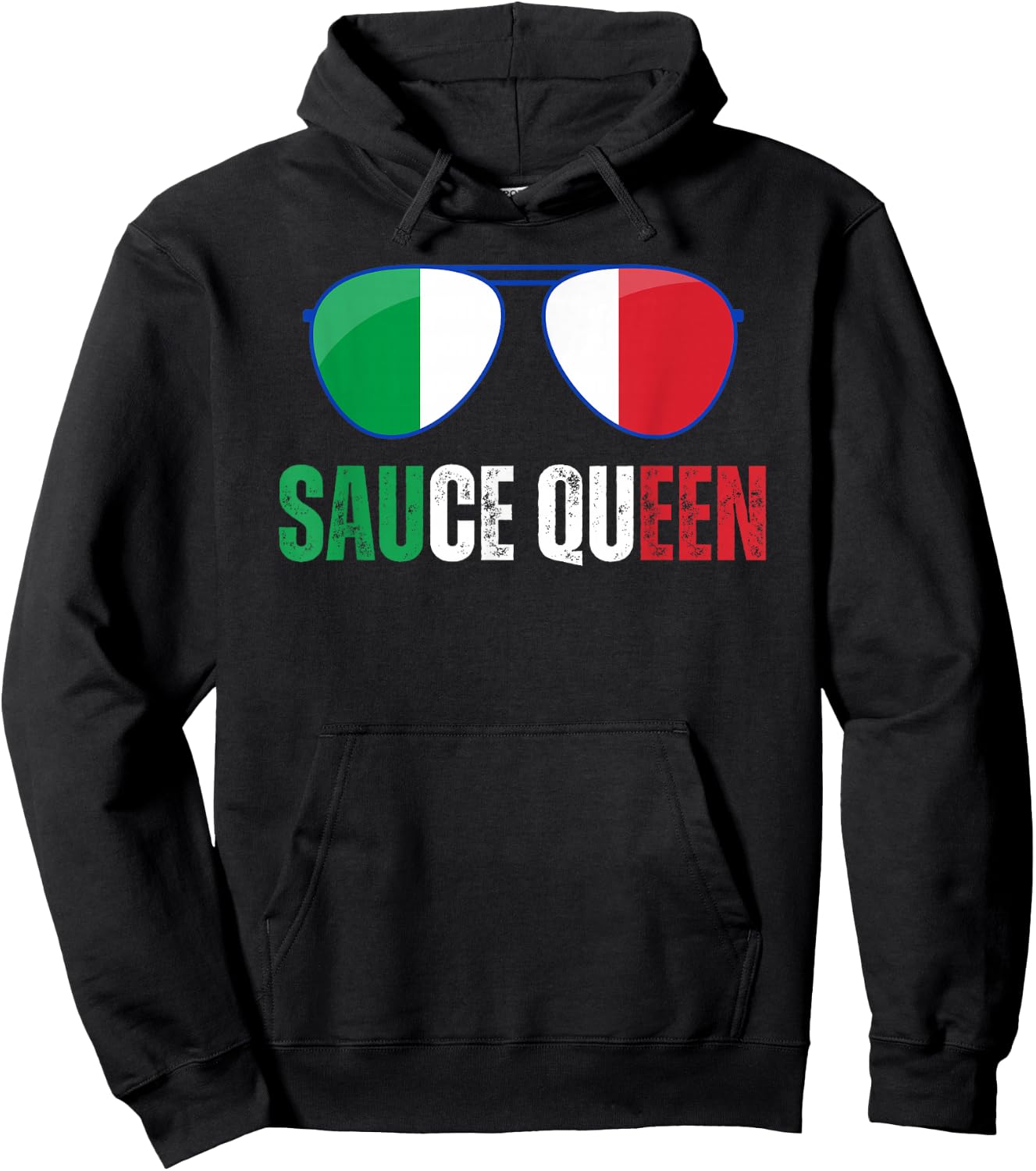 Funny Sauce Queen Italian Saying Italy Flag Cooking Nona Hoodie - Hoodie | Black