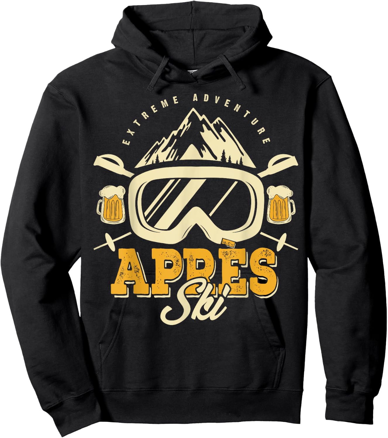 Apres Ski Party Outfit, Beer & Drinks After Skiing,Mountains Hoodie - Hoodie | Black