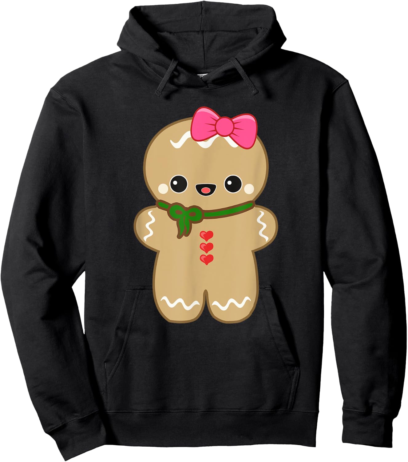 Funny Gingerbread Man Christmas Women & Girl Hoodie - Hoodie | Black