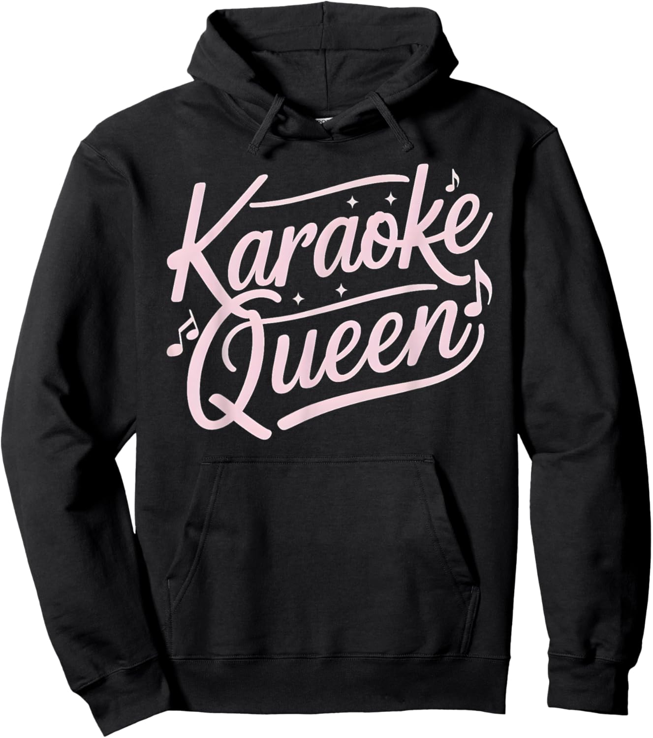 Karaoke Queen Pink Text Music Notes Hoodie - Hoodie | Black