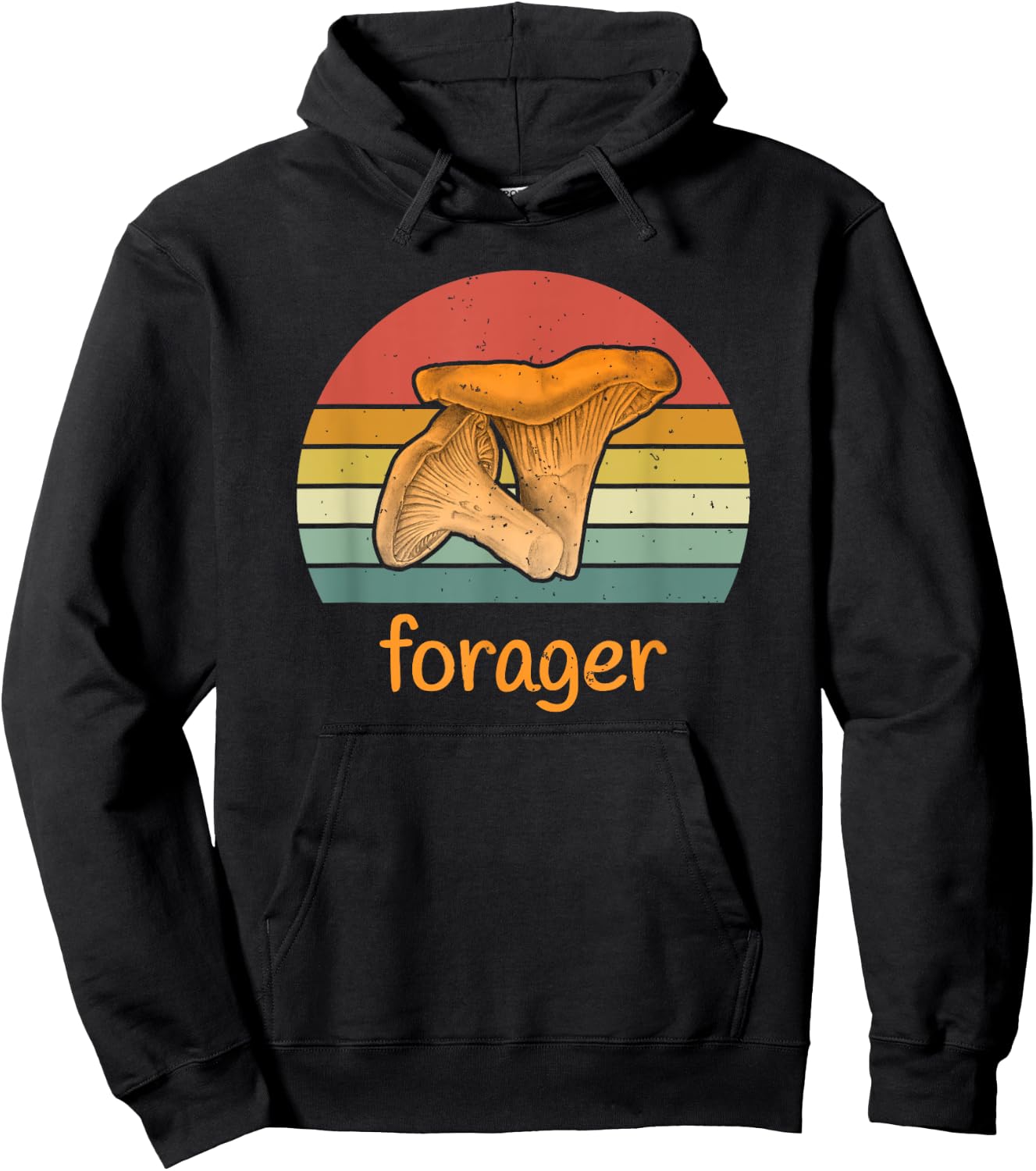 Chanterelle Forager - Vintage style Wild Mushroom Hoodie - Hoodie | Black