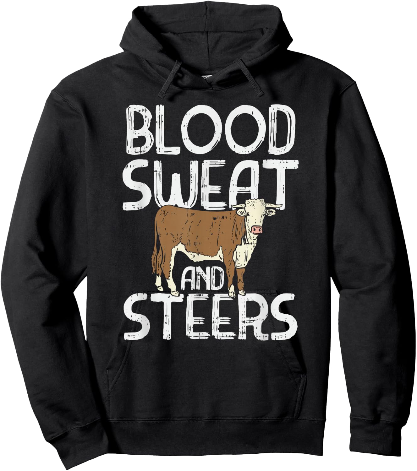 Blood, Sweat, and Steers, Livestock Show Farmer Cattle Cow Hoodie - Hoodie | Black
