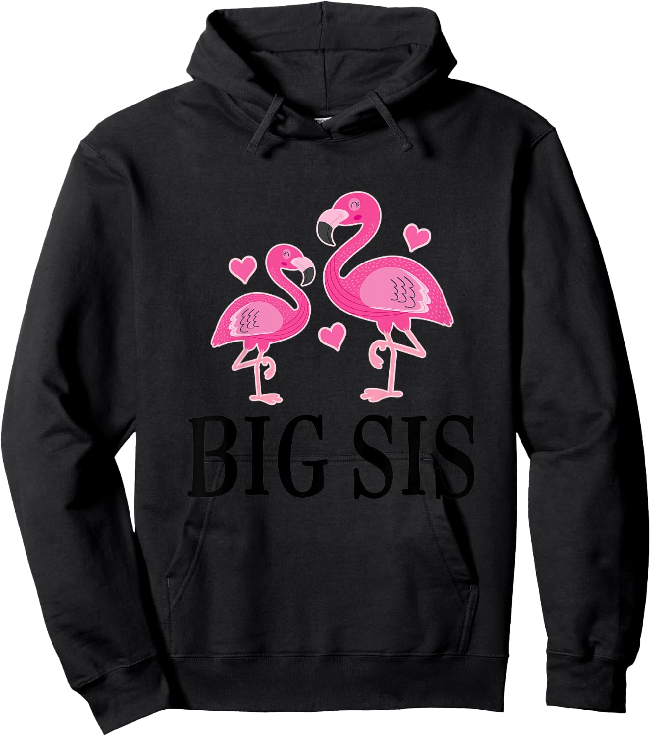 Kids Big Sis Announcement Flamingo Sister Hoodie - Hoodie | Black