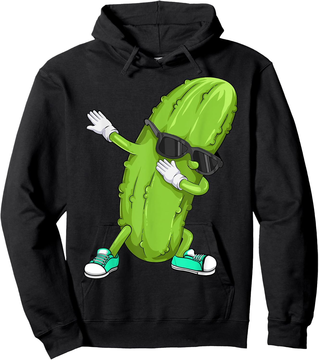 Funny Dabbing Pickle Gift | Cute Dancing Cucumber Men Women Hoodie - Hoodie | Black