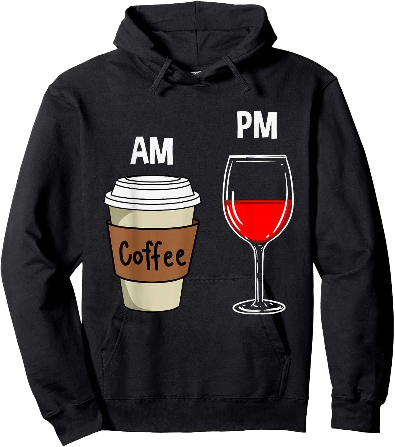 AM Coffee PM Wine Hoodie - Hoodie | Black