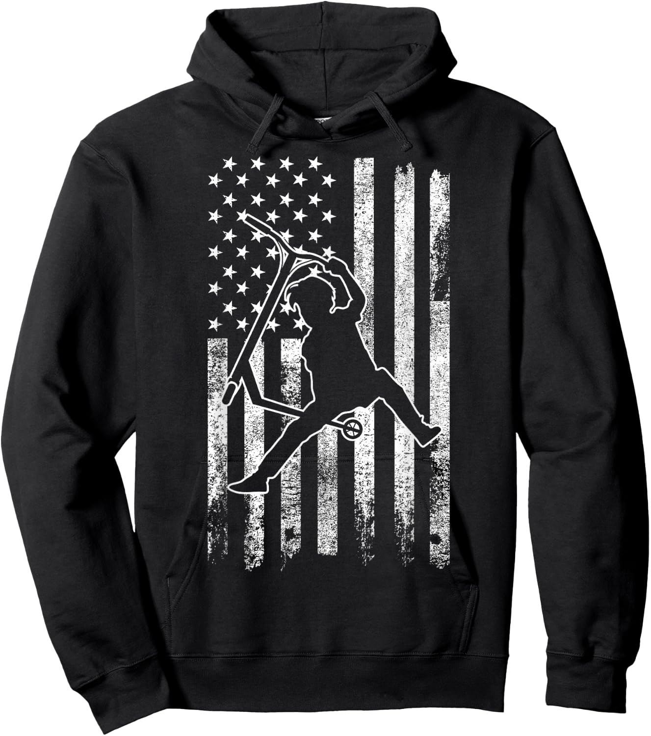 Scooter Stunt US Flag Retro Scooter Boys Kids Hoodie - Hoodie | Black