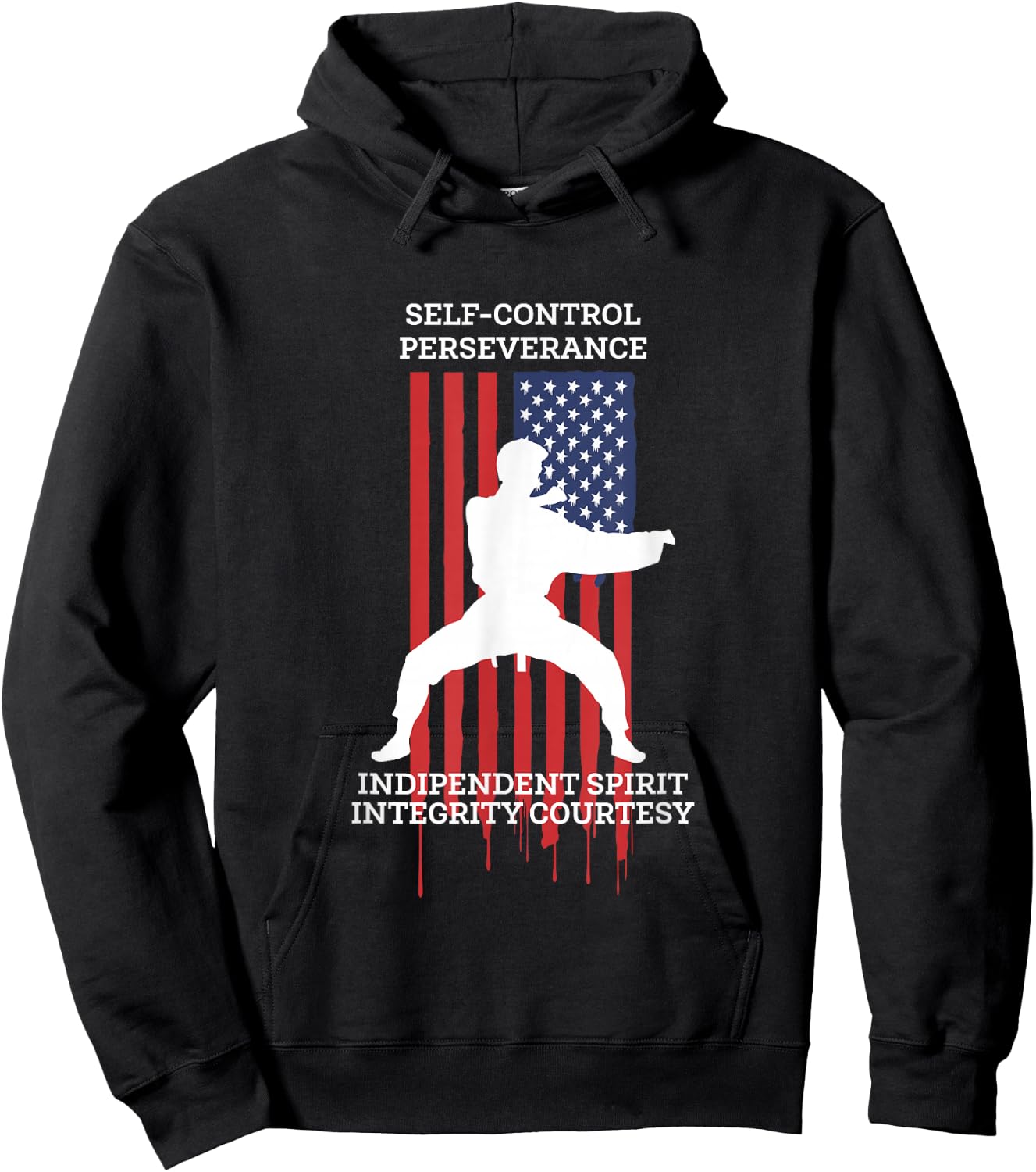 Taekwondo Tae Kwon Do Fighter USA Flag Hoodie - Hoodie | Black