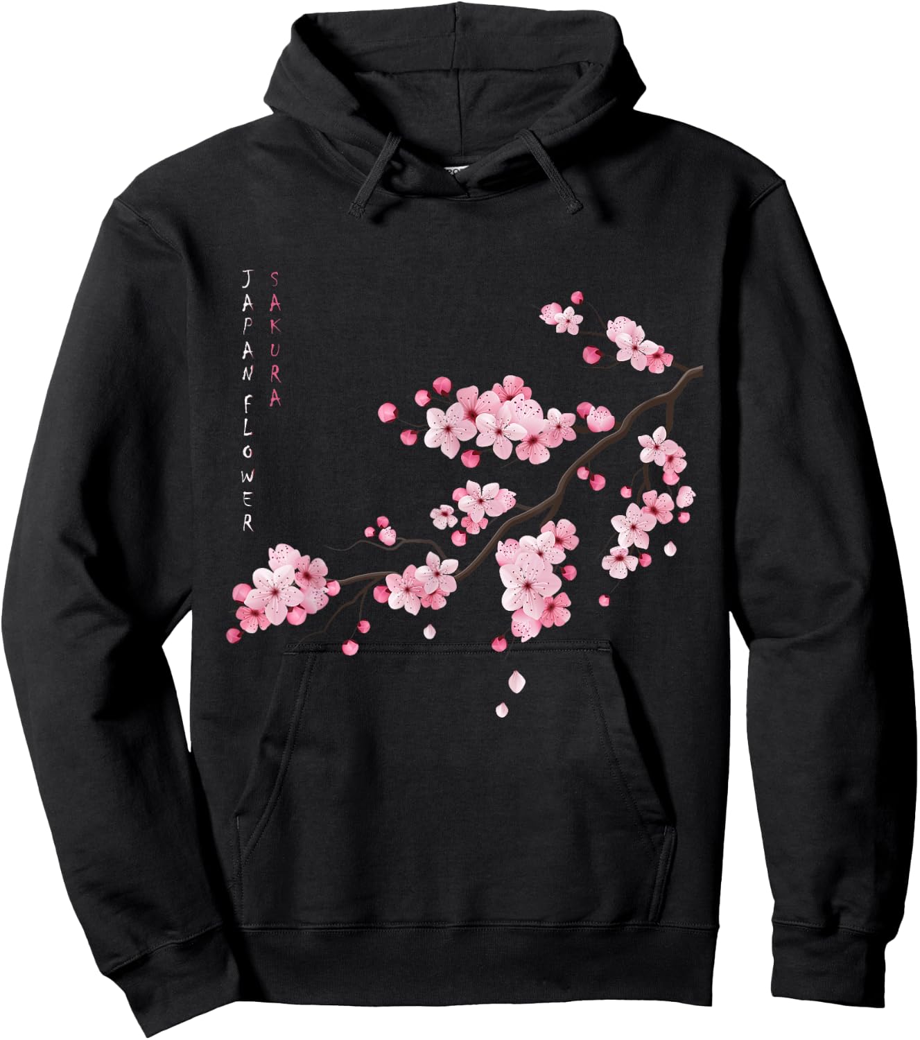 Vintage Sakura Japanese Cherry Blossom Flower Graphical Art Hoodie - Hoodie | Black