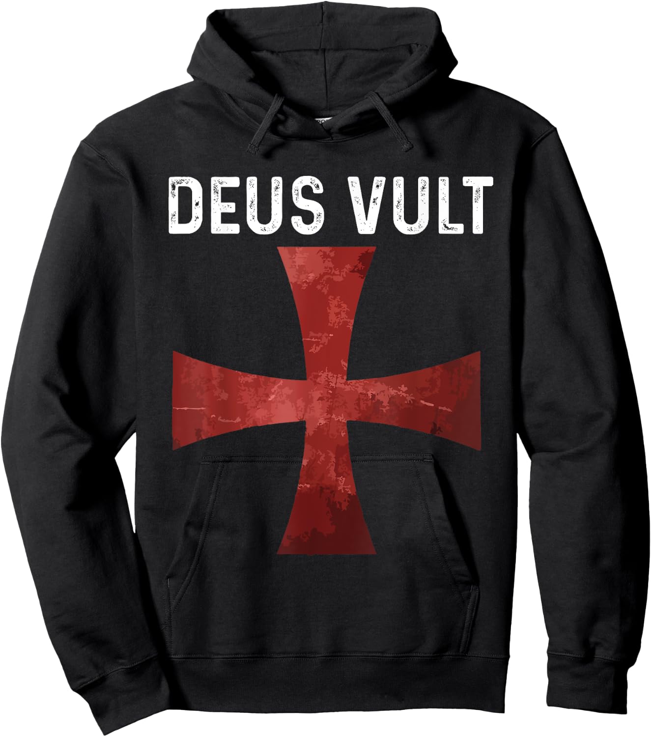 Deus Vult - Catholic Crusader Templar Knight - Scarlet Cross Hoodie - Hoodie | Black