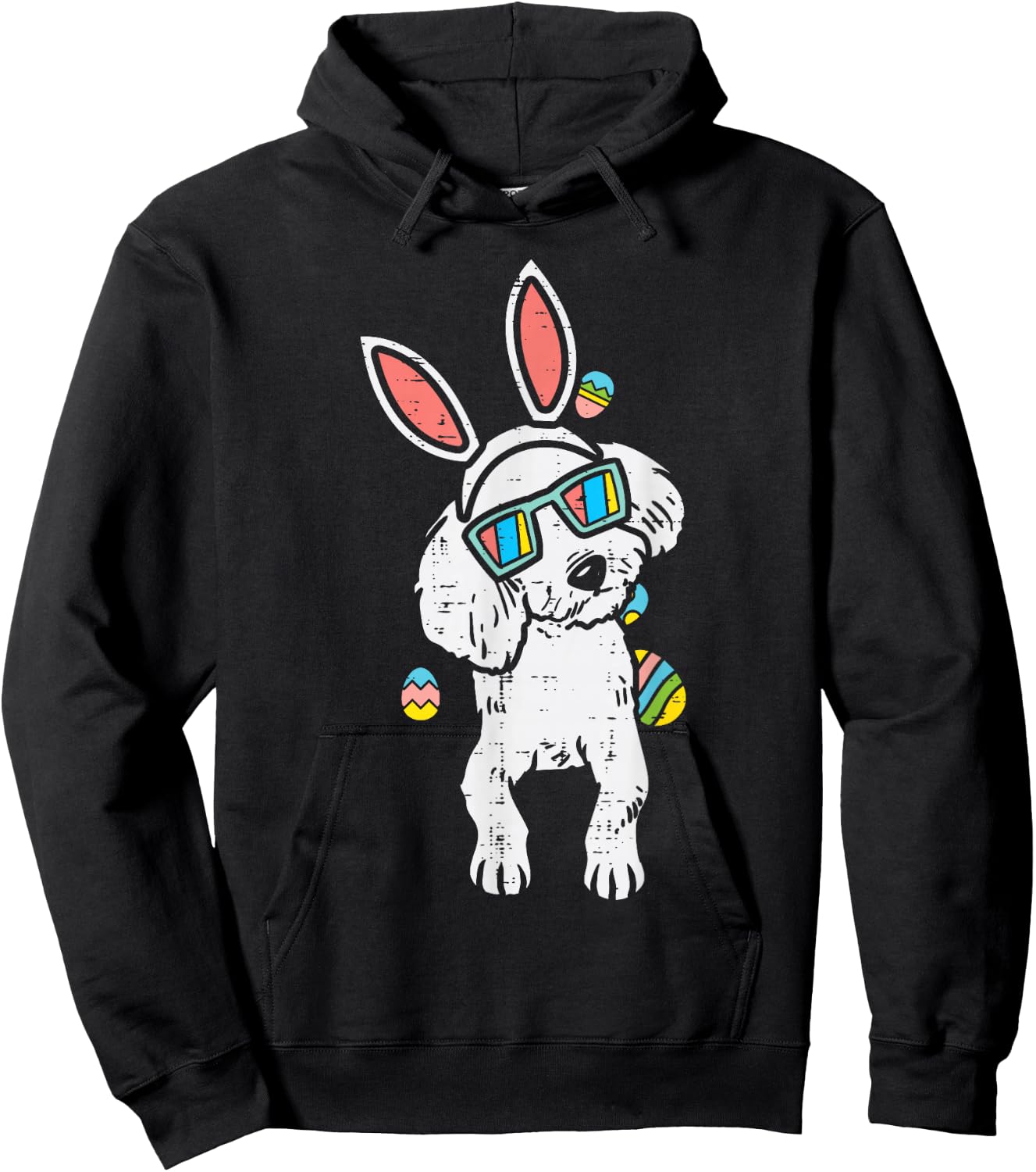 Poodle Bunny Ears Glasses Easter Eggs Cute Dog Owner Lover Hoodie - Hoodie | Black