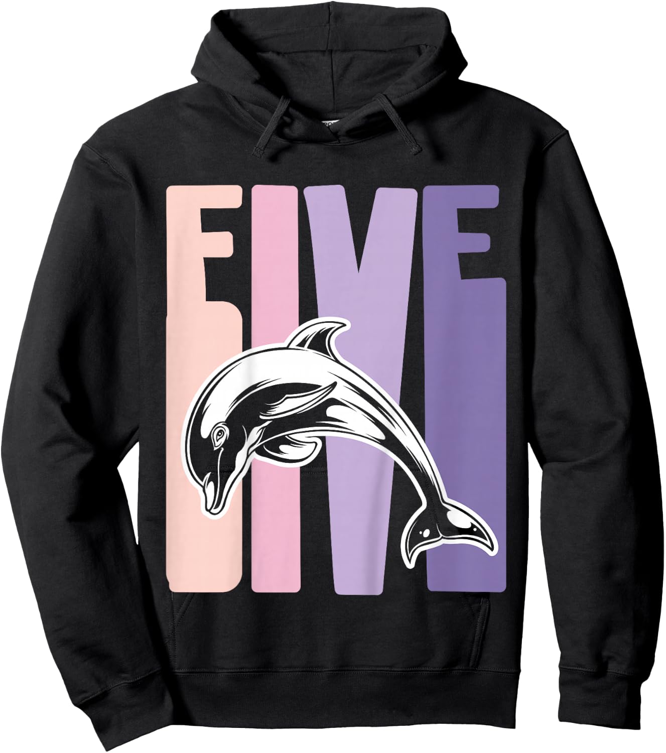 5th Birthday Gift Dolphin Fan 5 Years old Girl Hoodie - Hoodie | Black