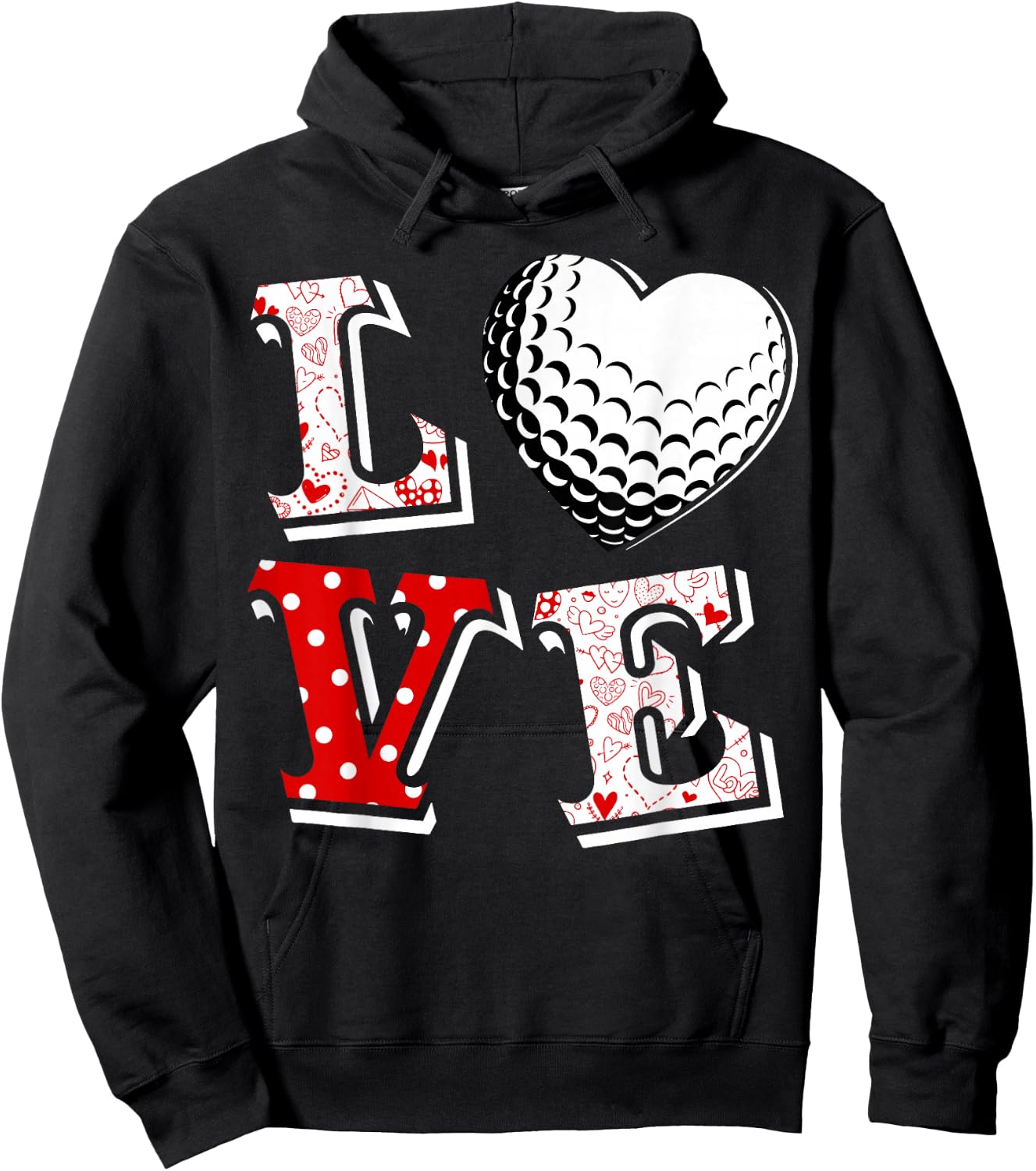 Valentine LOVE Golf Heart Valentine day Women Men gift Hoodie - Hoodie | Black