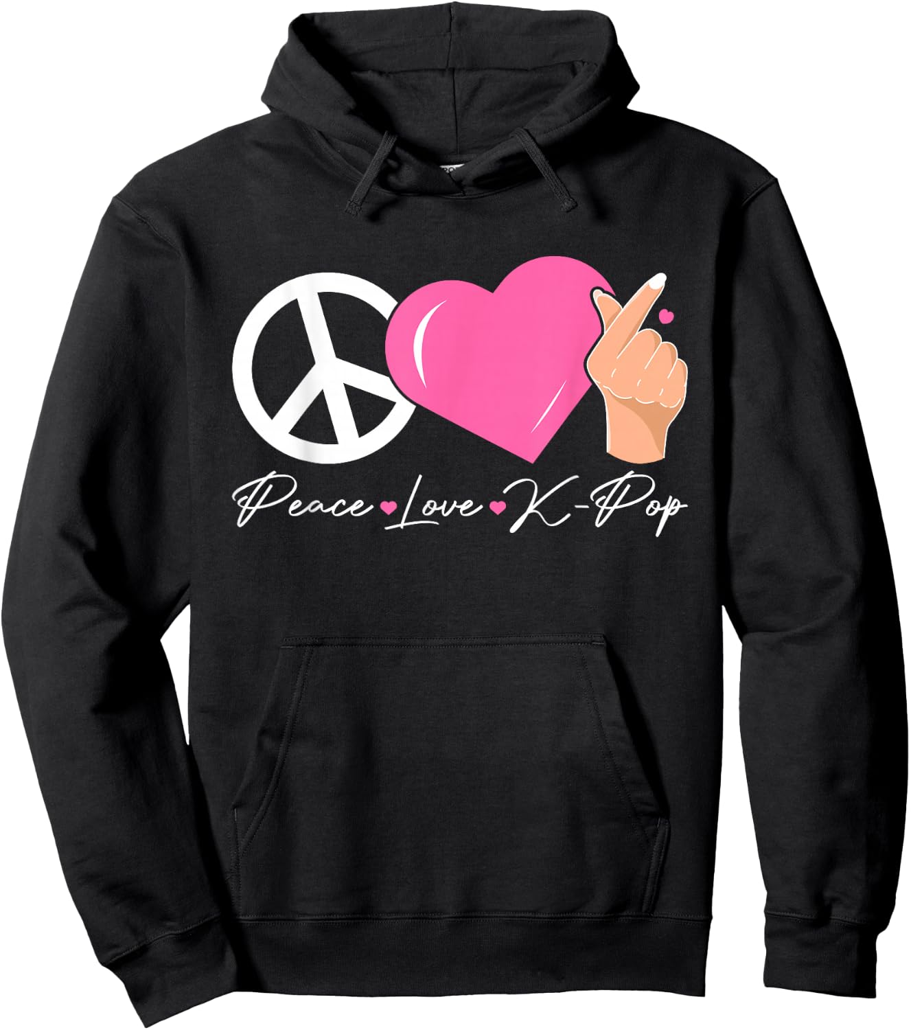 Peace Love K-pop Cute Kpop Music Anime Lover Hoodie - Hoodie | Black