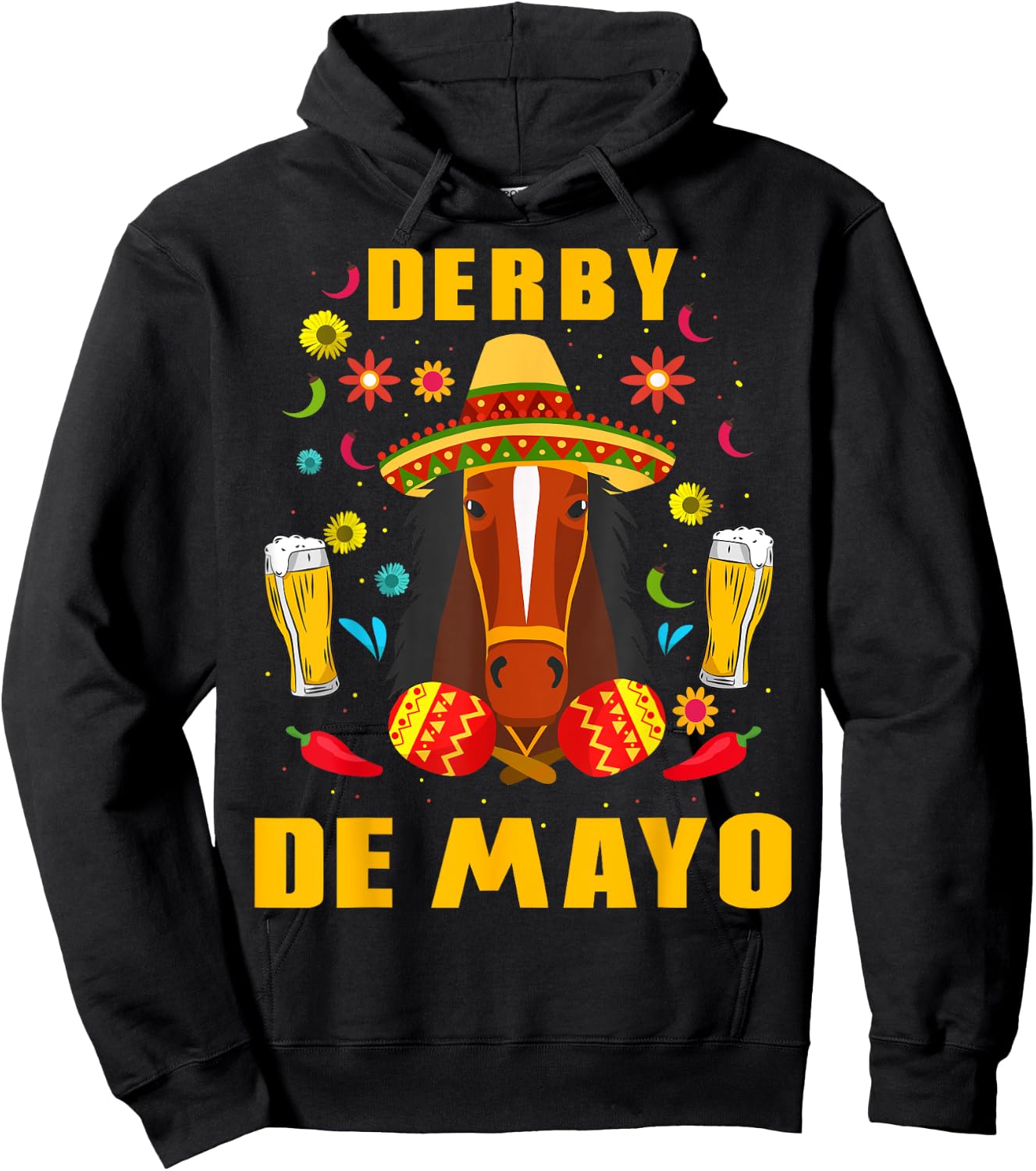 Derby De Mayo Party Lets Fiesta Horse Race Hoodie - Hoodie | Black