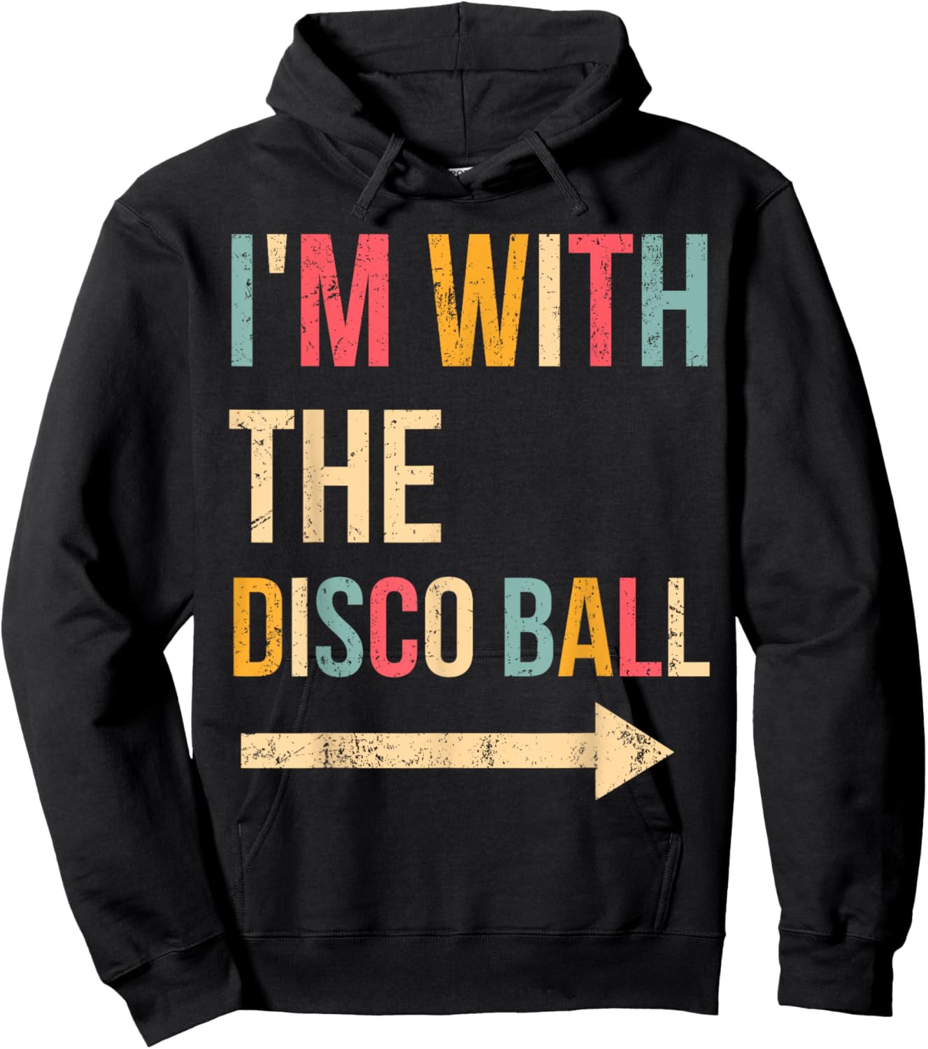 I'm With The Disco Ball Halloween Lazy DIY Costume Party , Small, Black Hoodie - Hoodie | Black