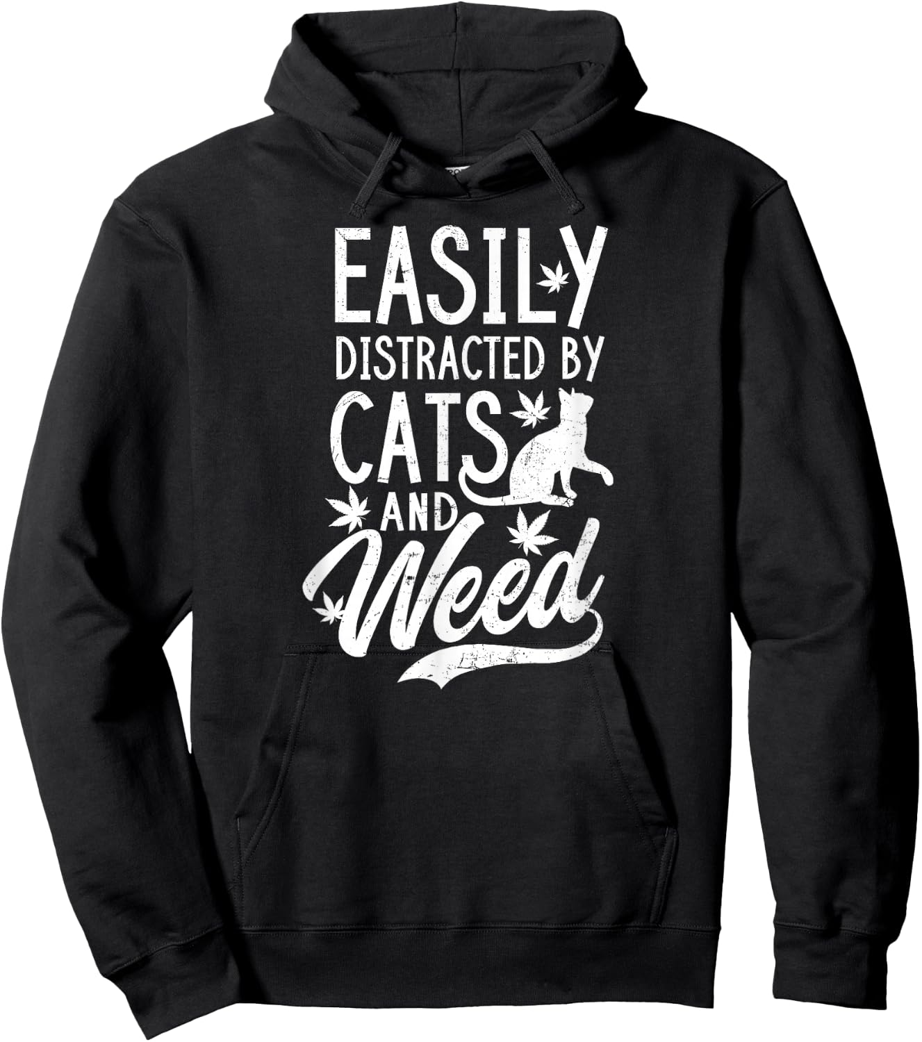 Cat Weed Design Distracted By Cats And Weed Gift Women Hoodie - Hoodie | Black