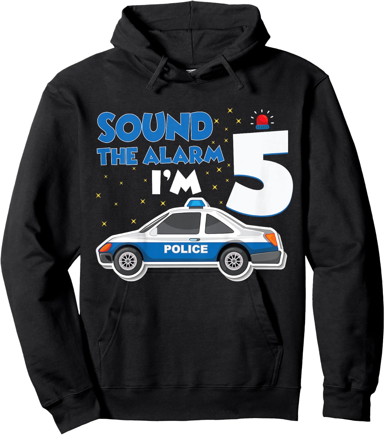 Kids Police Car 5th Birthday Boy 5 Cop Policeman Officer Five Hoodie - Hoodie | Black