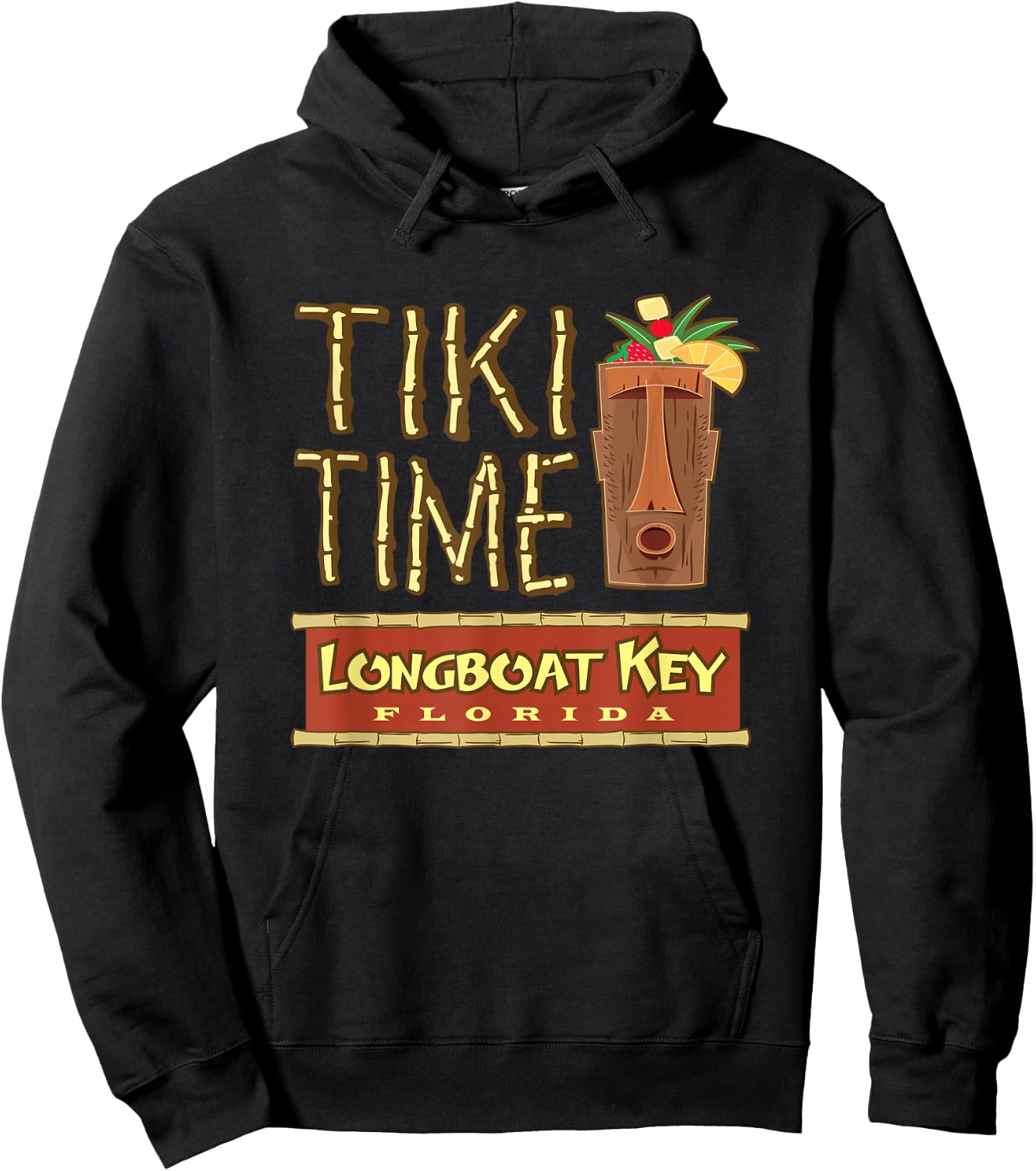 Longboat Key Florida Retro Tiki Bar Design Hoodie - Hoodie | Black
