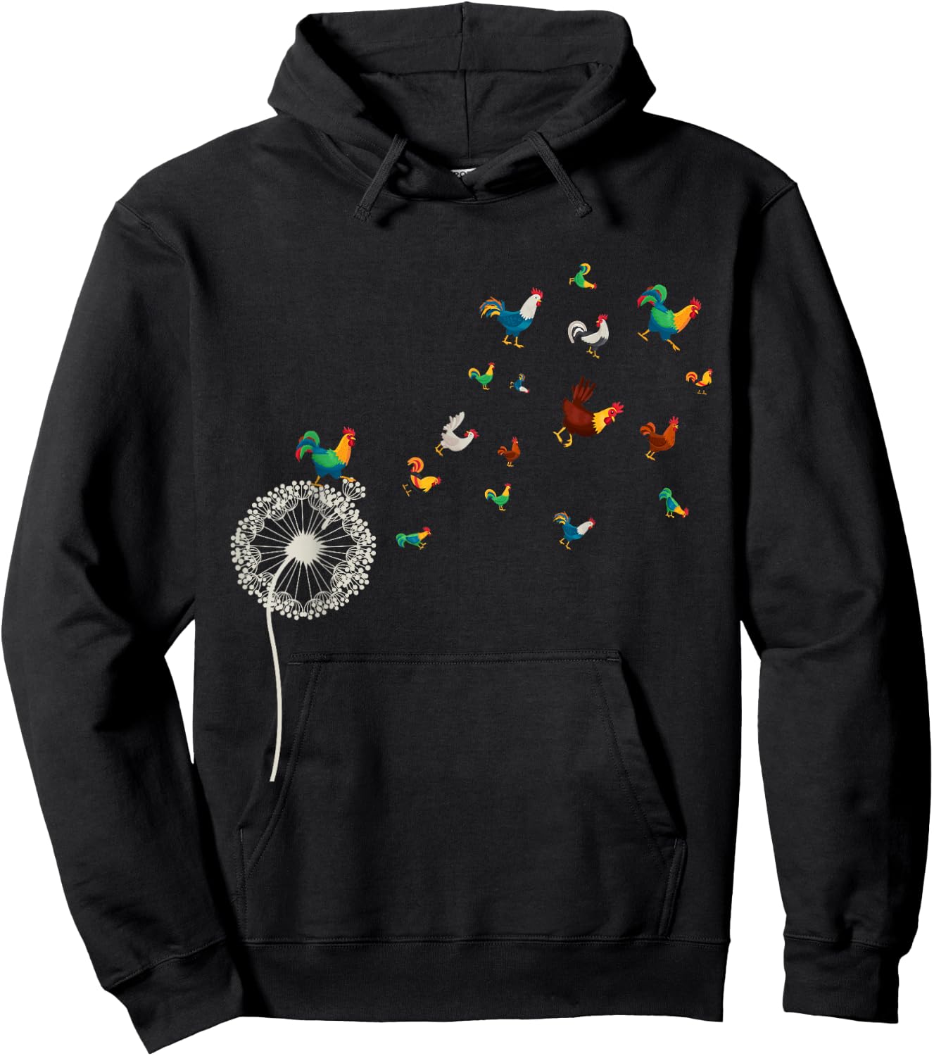 Farm Bird Animal Lover Farmer Gift Dandelion Chicken Hoodie - Hoodie | Black