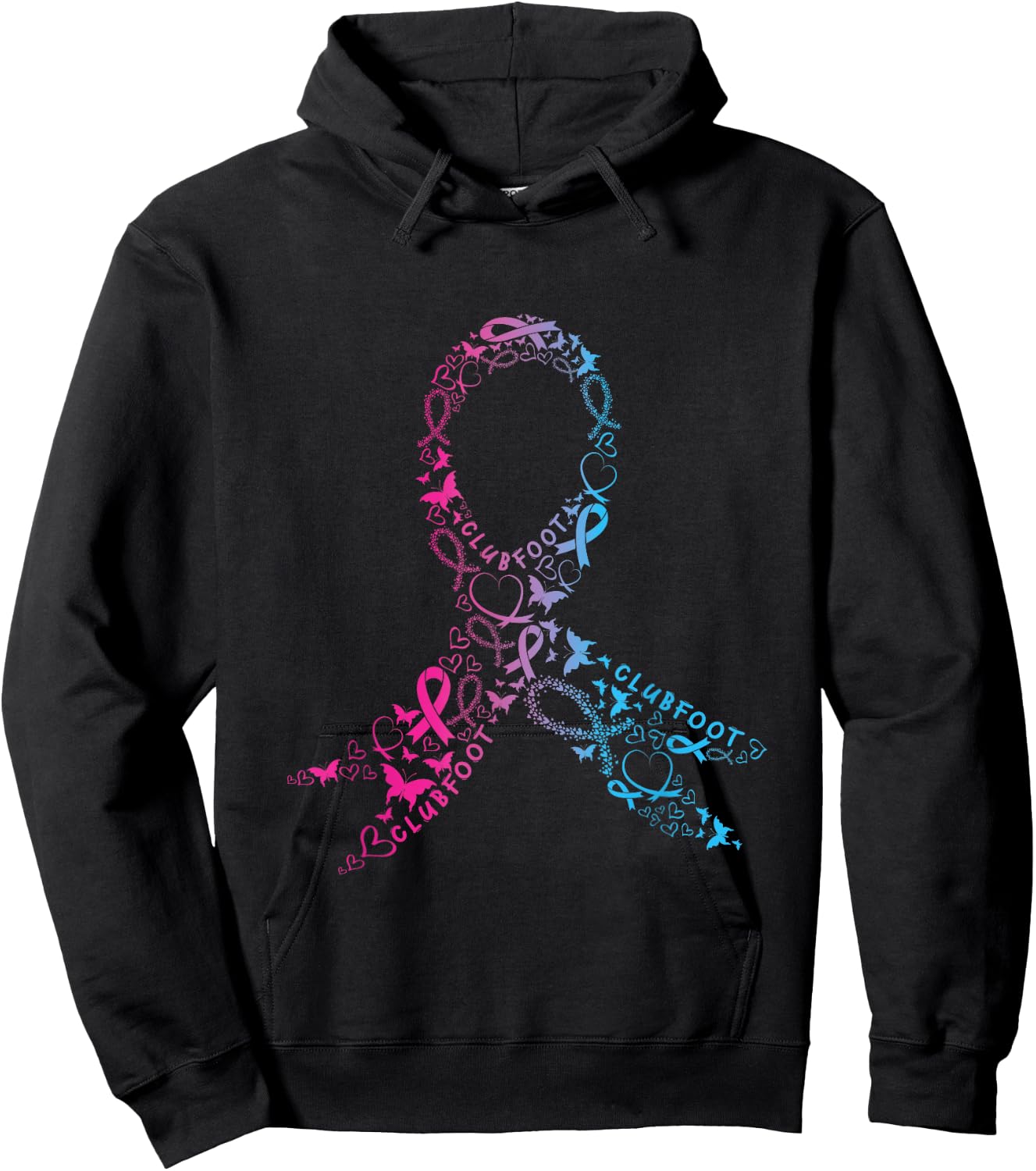 Clumpfoot Band Support Pink Blue Fighter Awareness Hoodie - Hoodie | Black