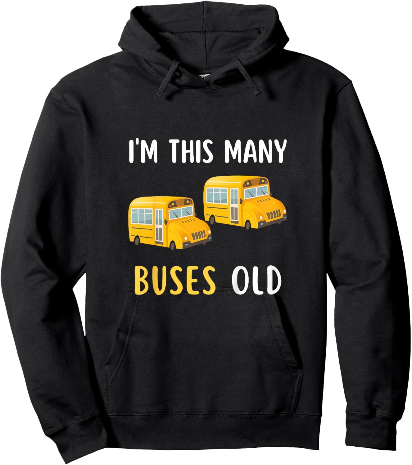 Kids I'm This Many Buses Old, School Bus 2nd Birthday 2 Years Old Hoodie - Hoodie | Black