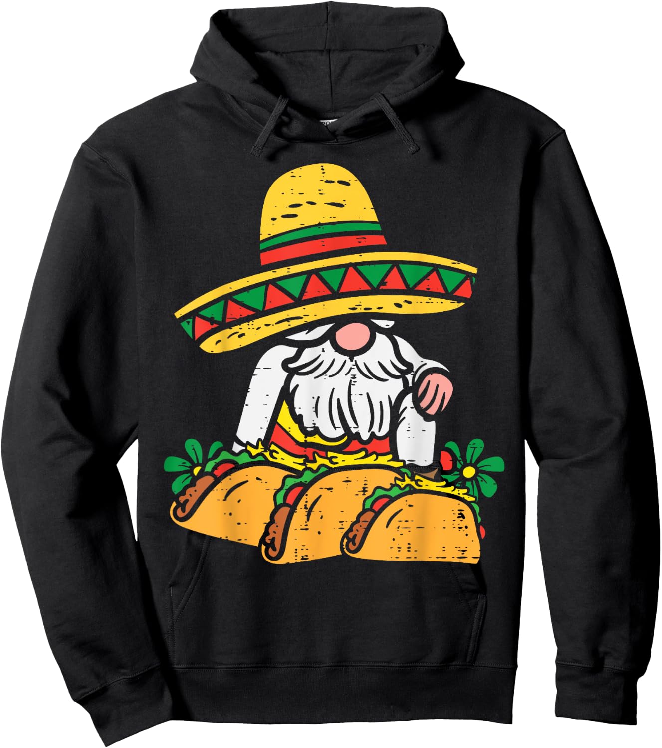 Mexican Gnome Sombrero Tacos Cinco De Mayo Fiesta Men Women Hoodie - Hoodie | Black