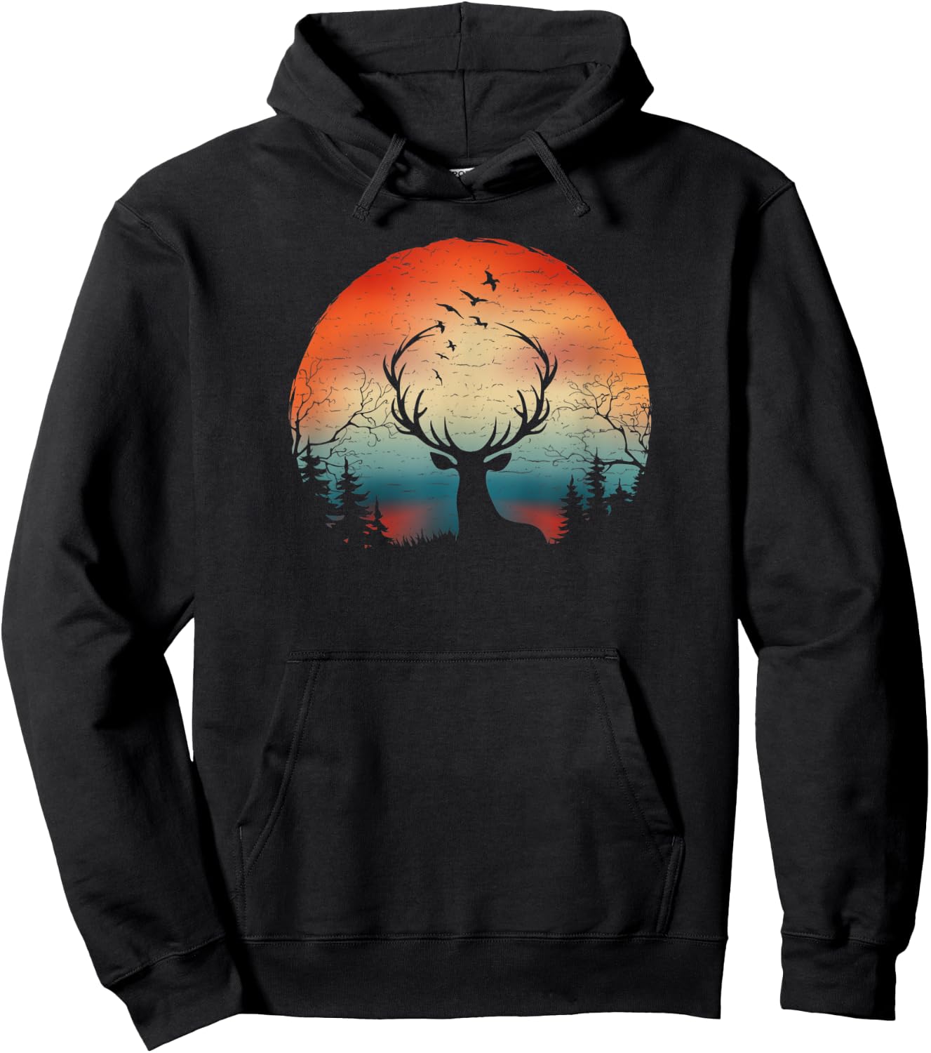 Elks Wapiti In The Woods, Mountains Wild Hunting Camping Hoodie - Hoodie | Black