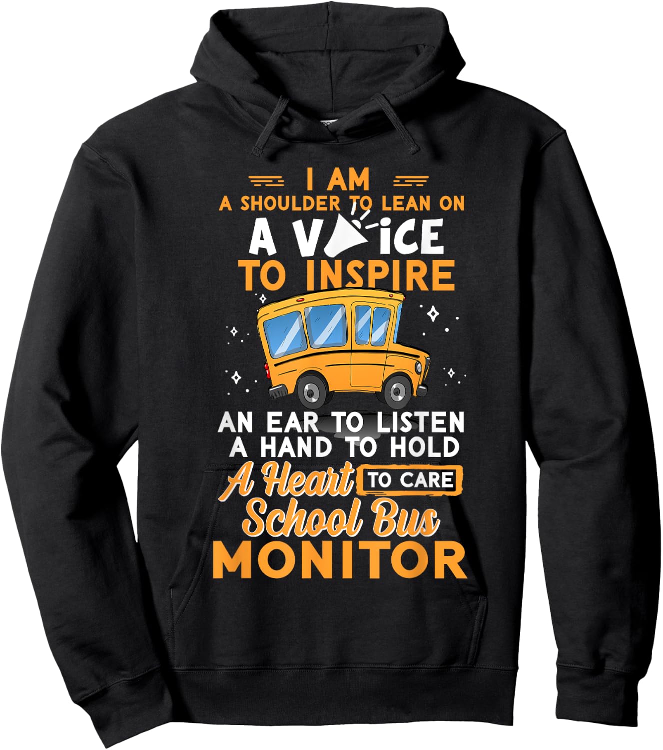 School Bus Monitor A Shoulder To Lean On A Voice To Inspire Hoodie - Hoodie | Black