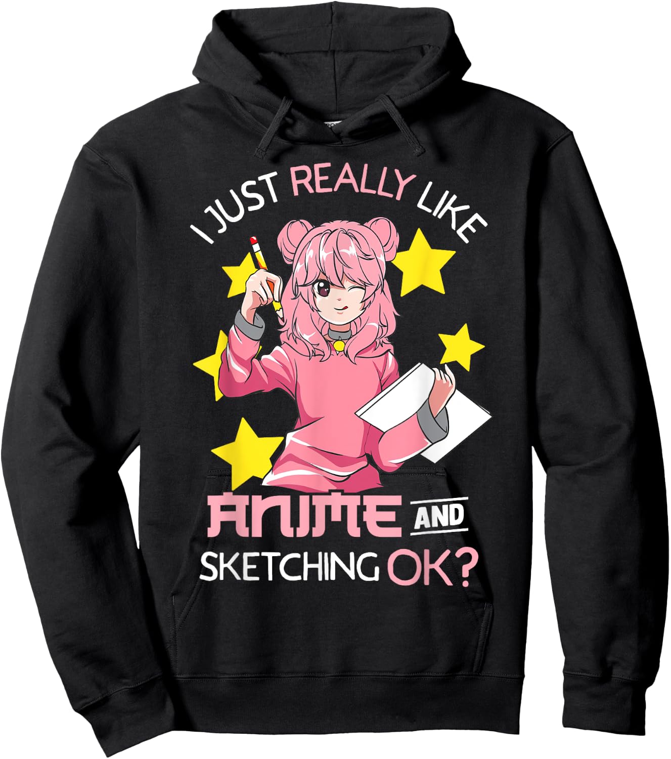 I Just Really Like Anime and Sketching Ok? Anime Teen Girl Hoodie - Hoodie | Black