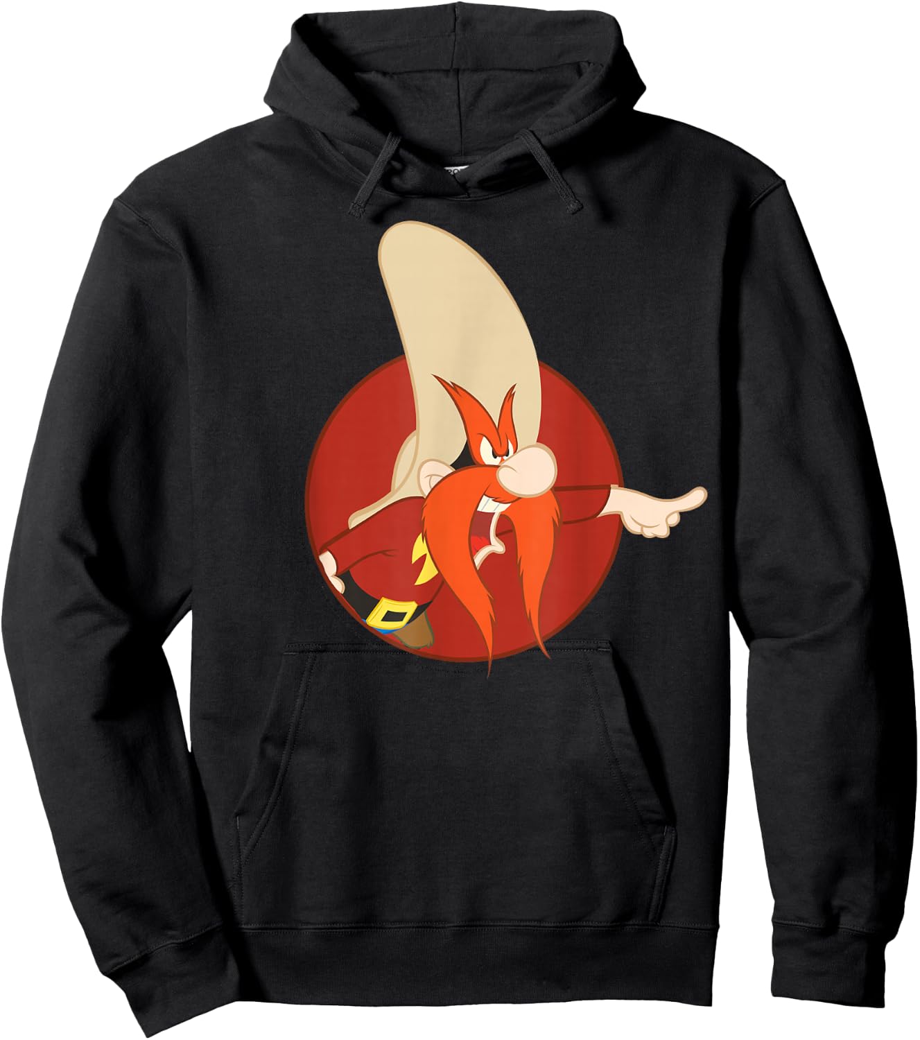 Looney Tunes Yosemite Sam Red Circle Portrait Hoodie - Hoodie | Black