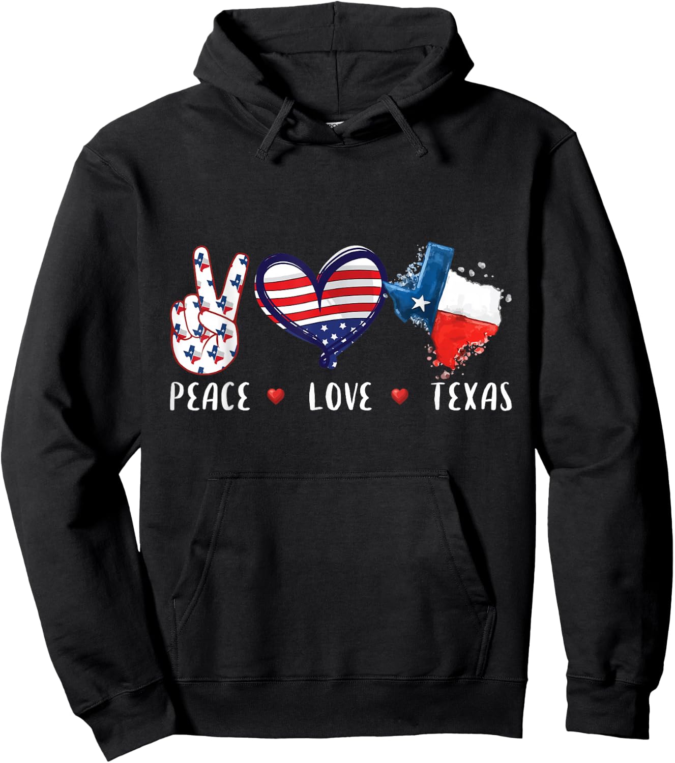 Peace Love Texas Flag Grown Souvenirs Women Kids Small Hoodie - Hoodie | Black