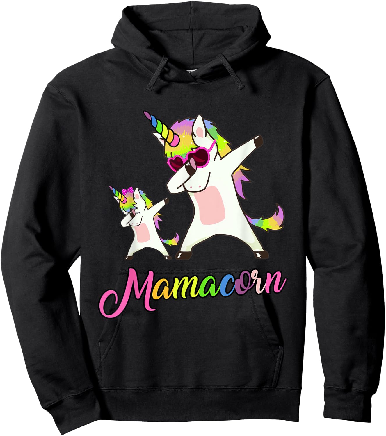 Mamacorn Funny Unicorn Mommy Unicorn Girl and Mother Hoodie - Hoodie | Black