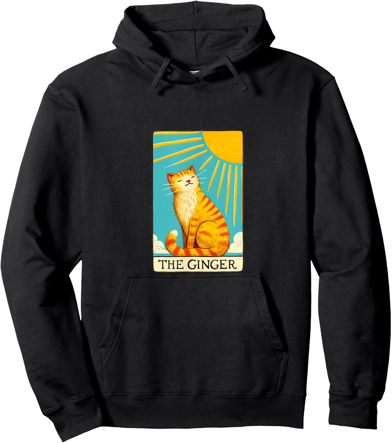 Ginger Cat Tarot Card fun the Ginger orange cat Men Women Girls Kids Hoodie - Hoodie | Black