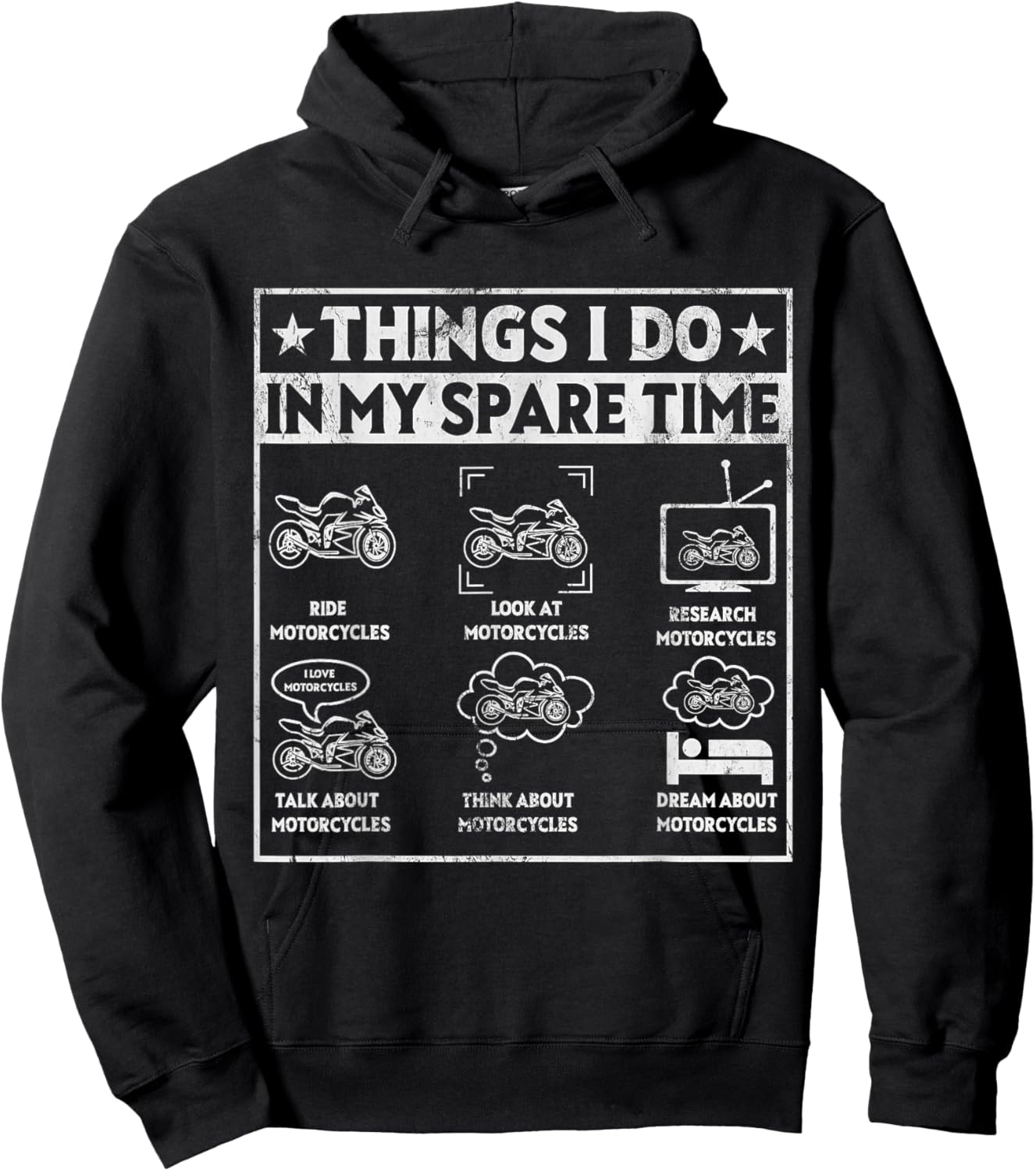Biker Motorcycle Men Riding Things I Do In My Spare Time Hoodie - Hoodie | Black