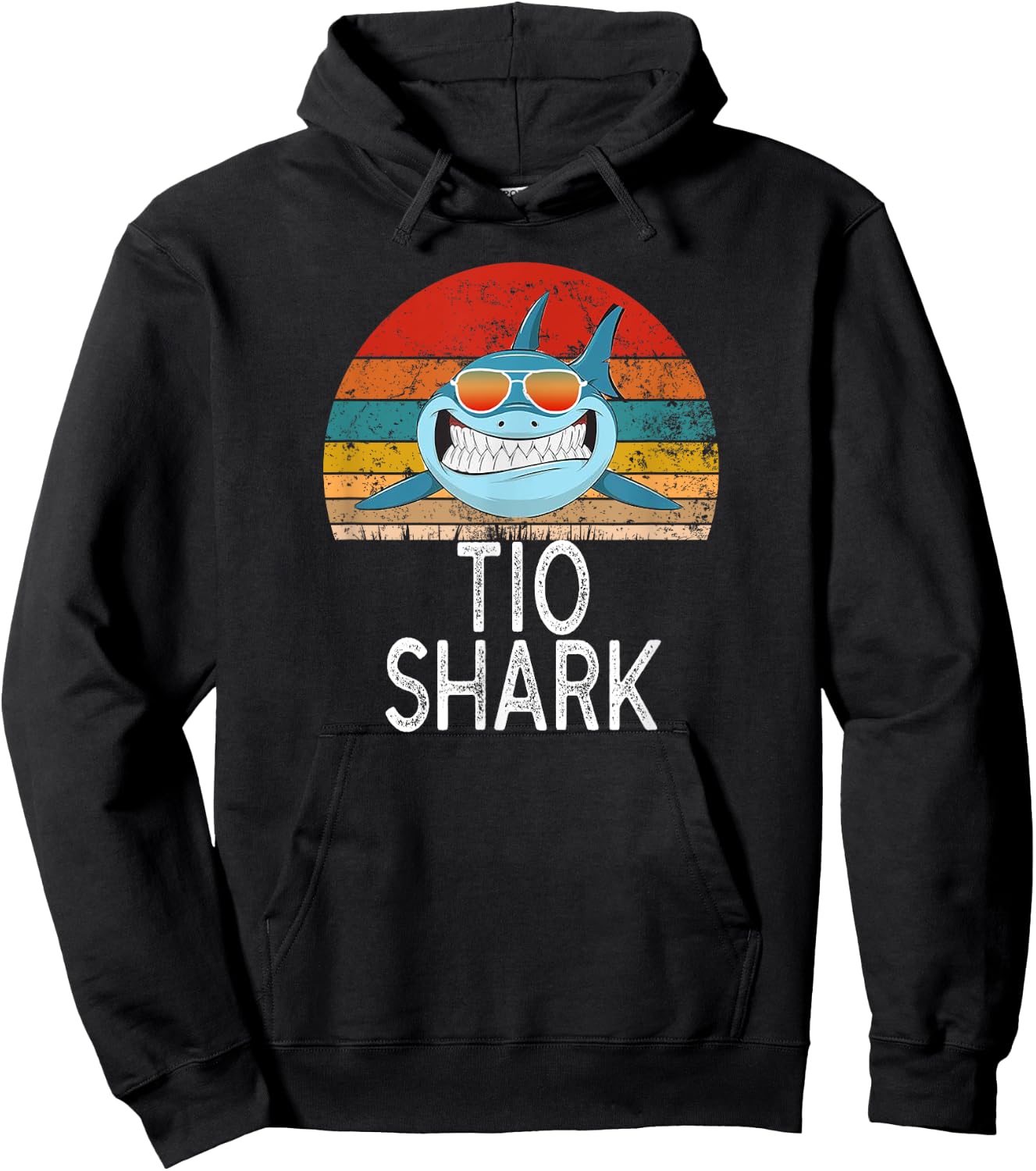 Tio Shark Funny Spanish Uncle Vintage Hoodie - Hoodie | Black